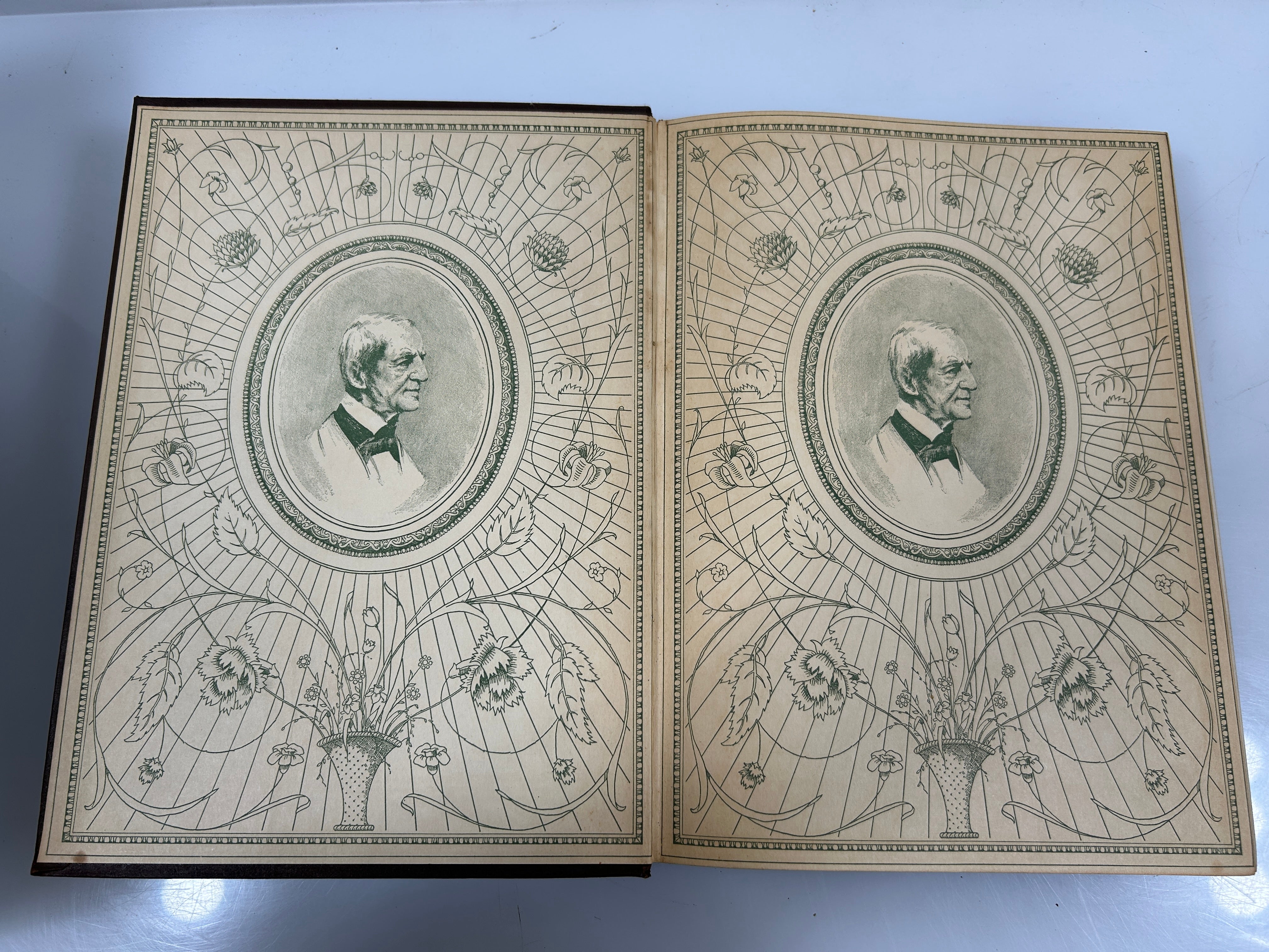 Ralph Waldo Emerson Complete Works 2 Leatherbound Vols in Slipcase 1929 HC