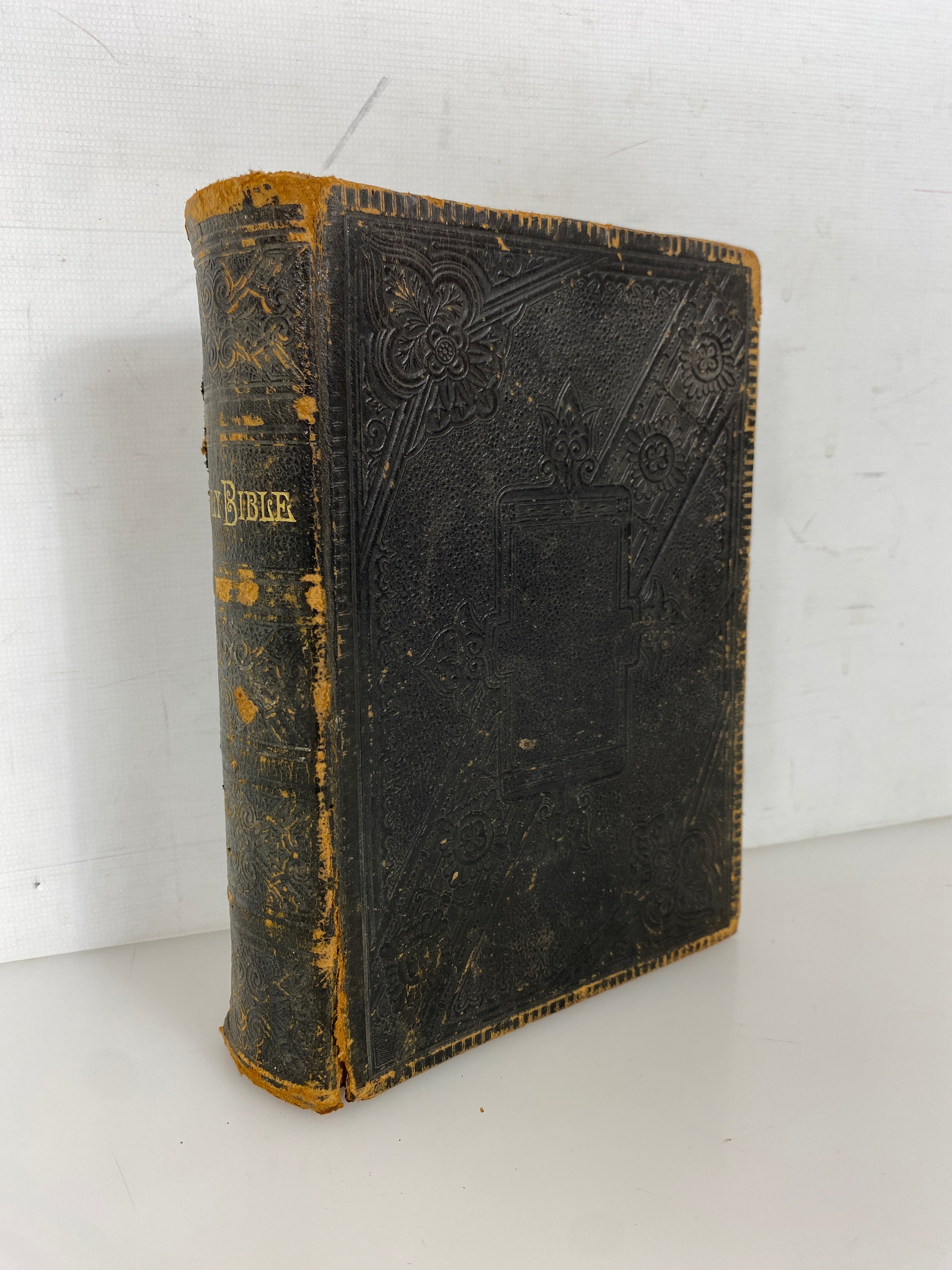 Antique Holy Bible Old & New Testaments American Bible Society 1883 Leather