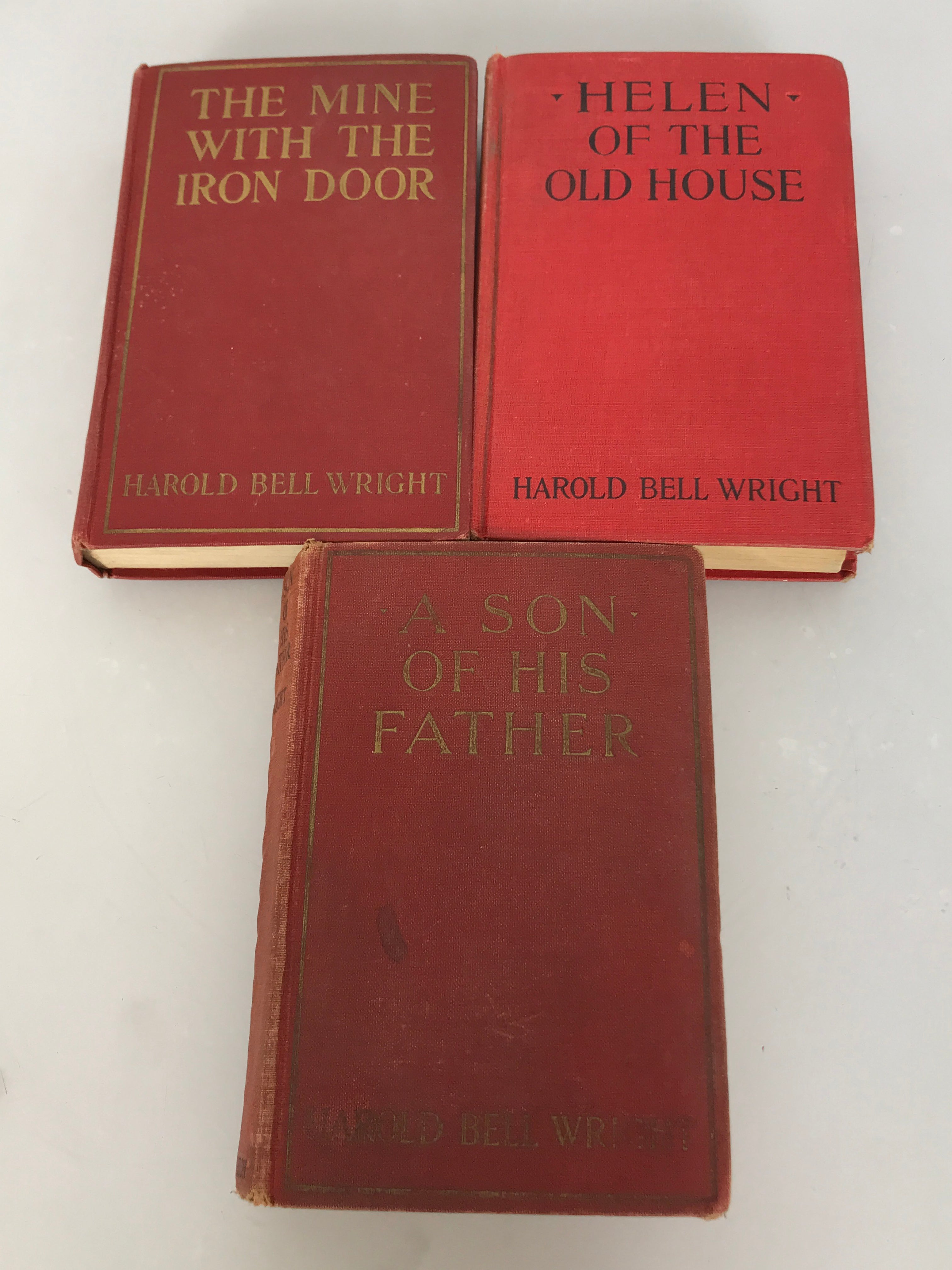 Lot of 3 Harold Bell Wright Books: A Son of His Father (1925), Helen of the Old House (1921), and The Mine With the Iron Door (1923) HC