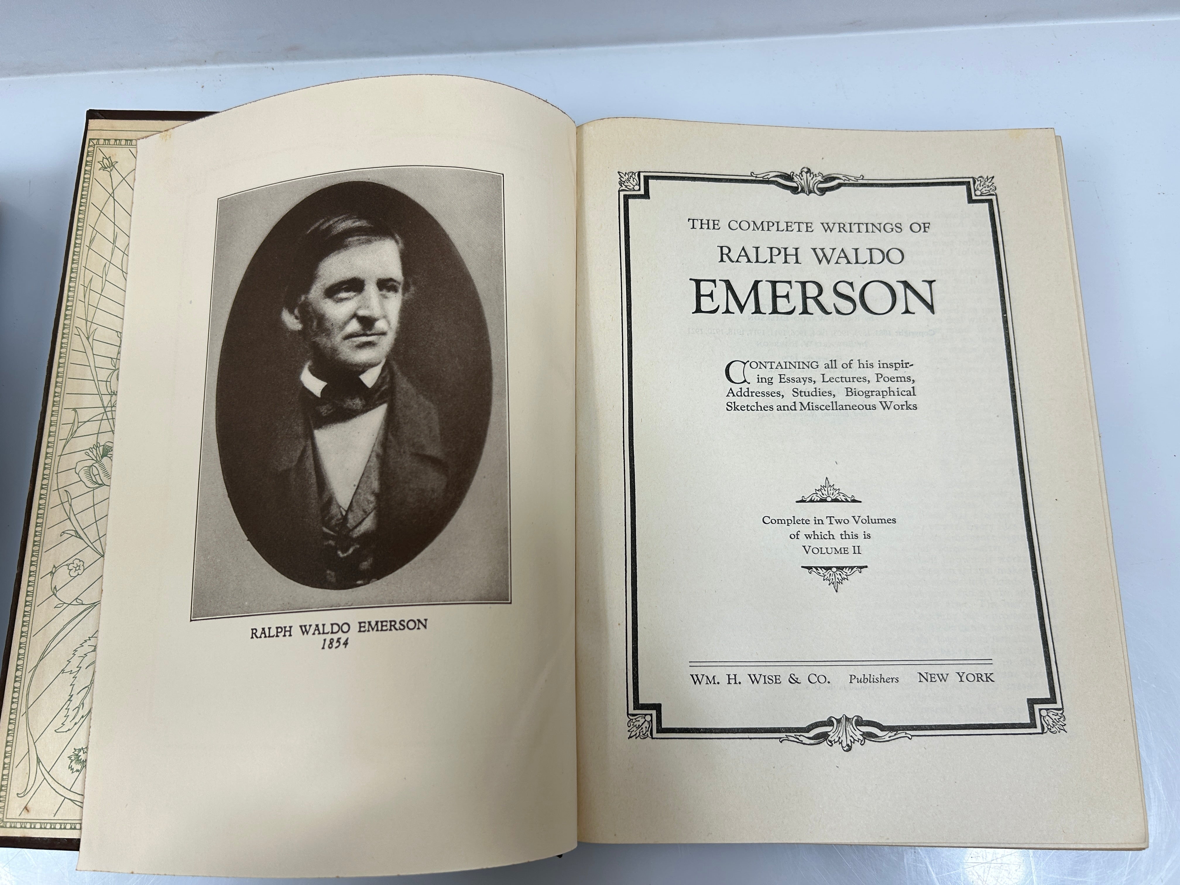 Ralph Waldo Emerson Complete Works 2 Leatherbound Vols in Slipcase 1929 HC