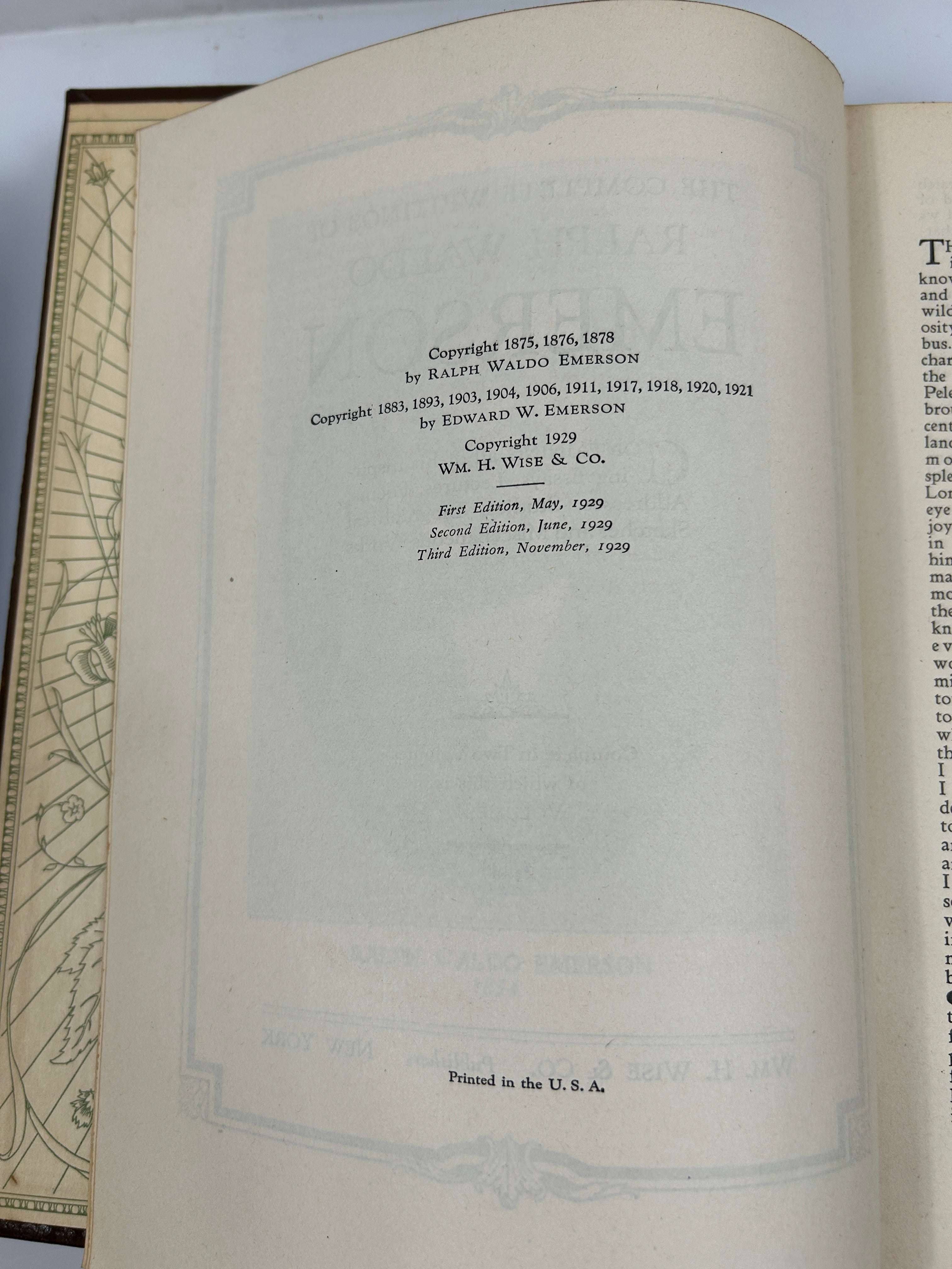 Ralph Waldo Emerson Complete Works 2 Leatherbound Vols in Slipcase 1929 HC