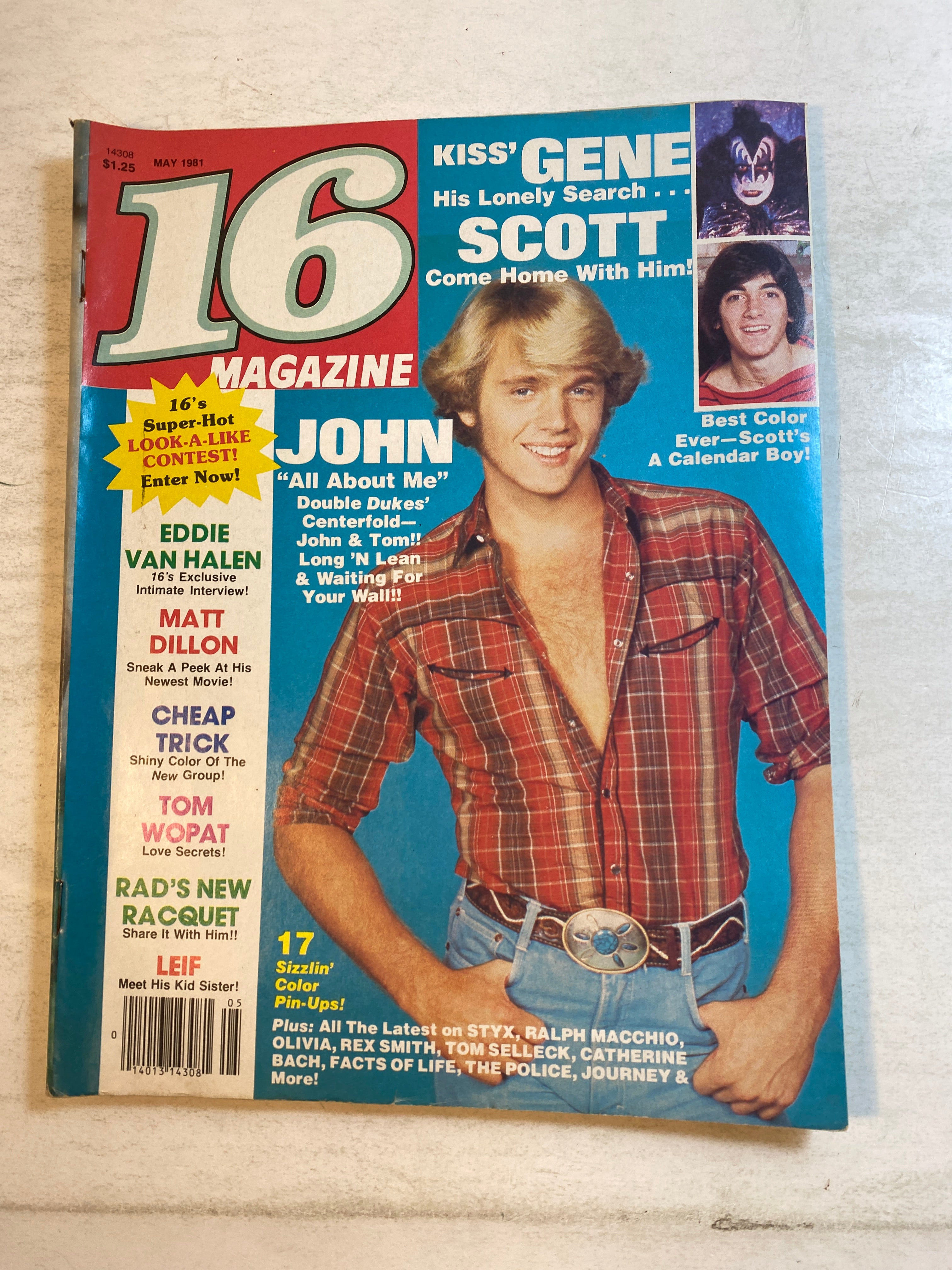 16 Magazine May 1981 John Schneider Kiss w/ poster intact