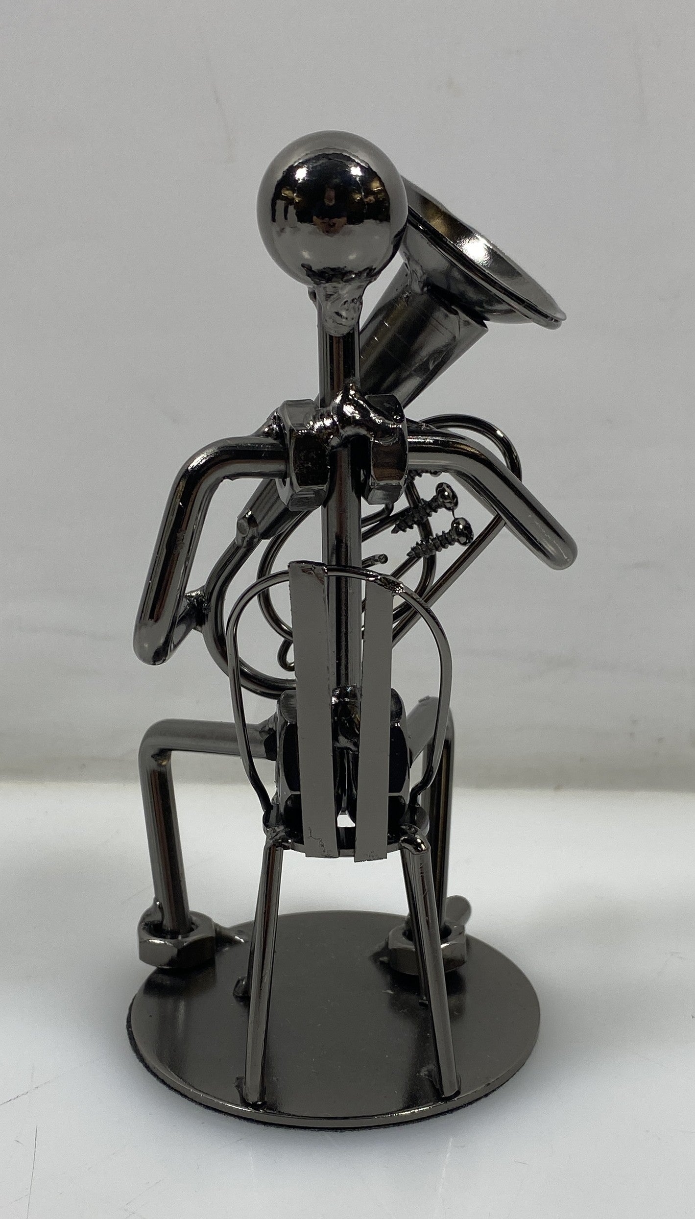 Silver Nuts and Bolts Tuba Player Metal Figurine