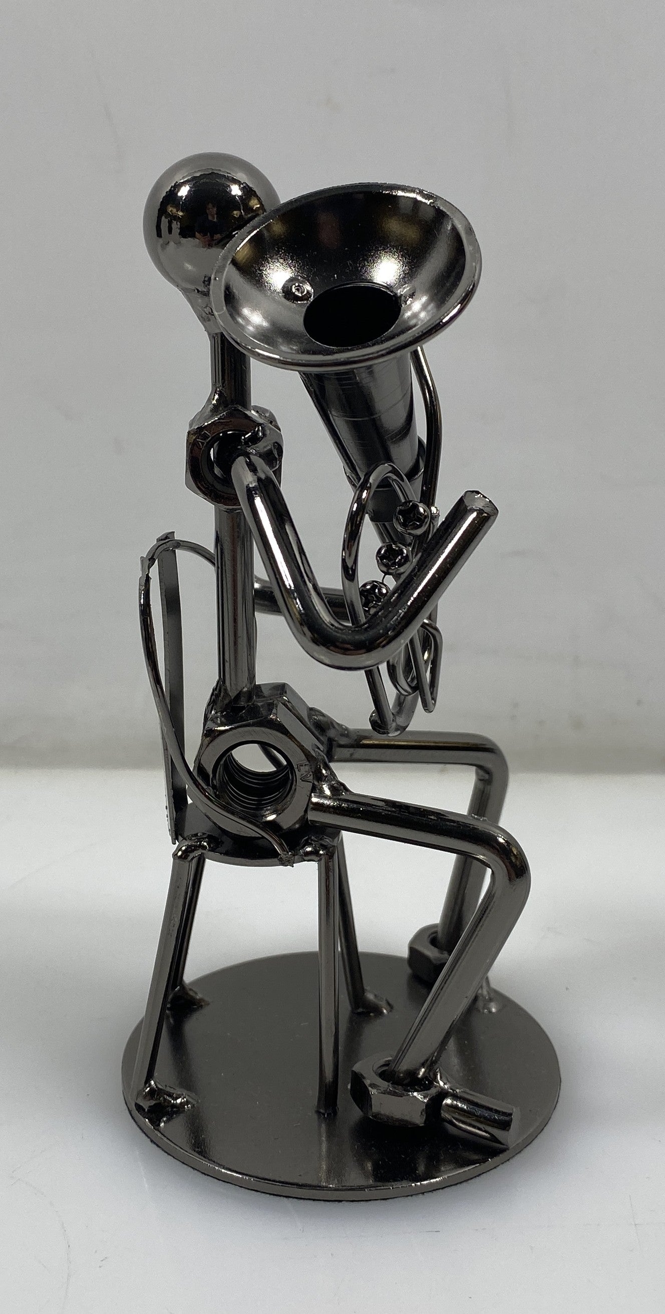Silver Nuts and Bolts Tuba Player Metal Figurine