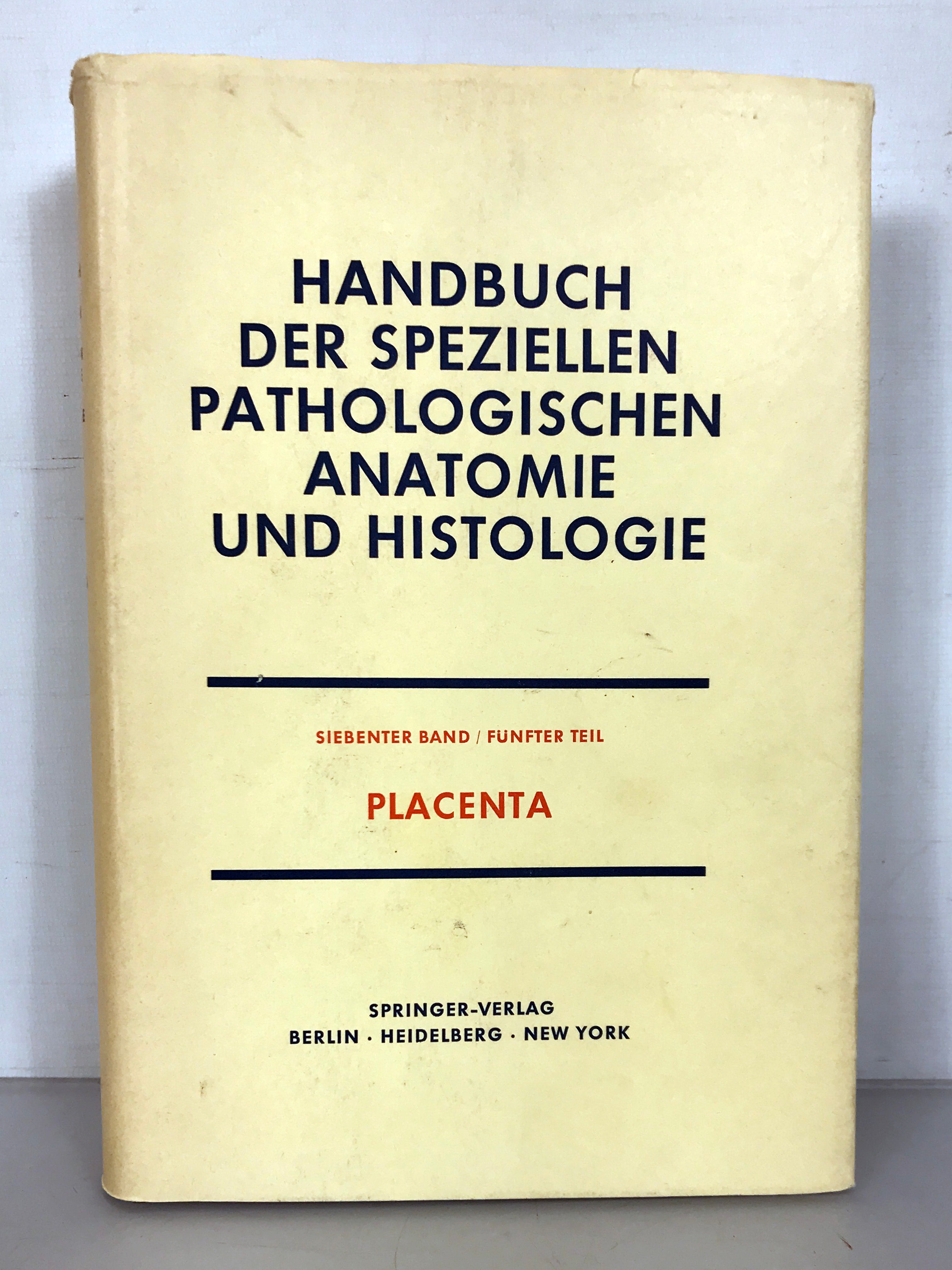 Handbuch Der Speziellen Pathologischen/The Pathology of the Human Placenta HC DJ