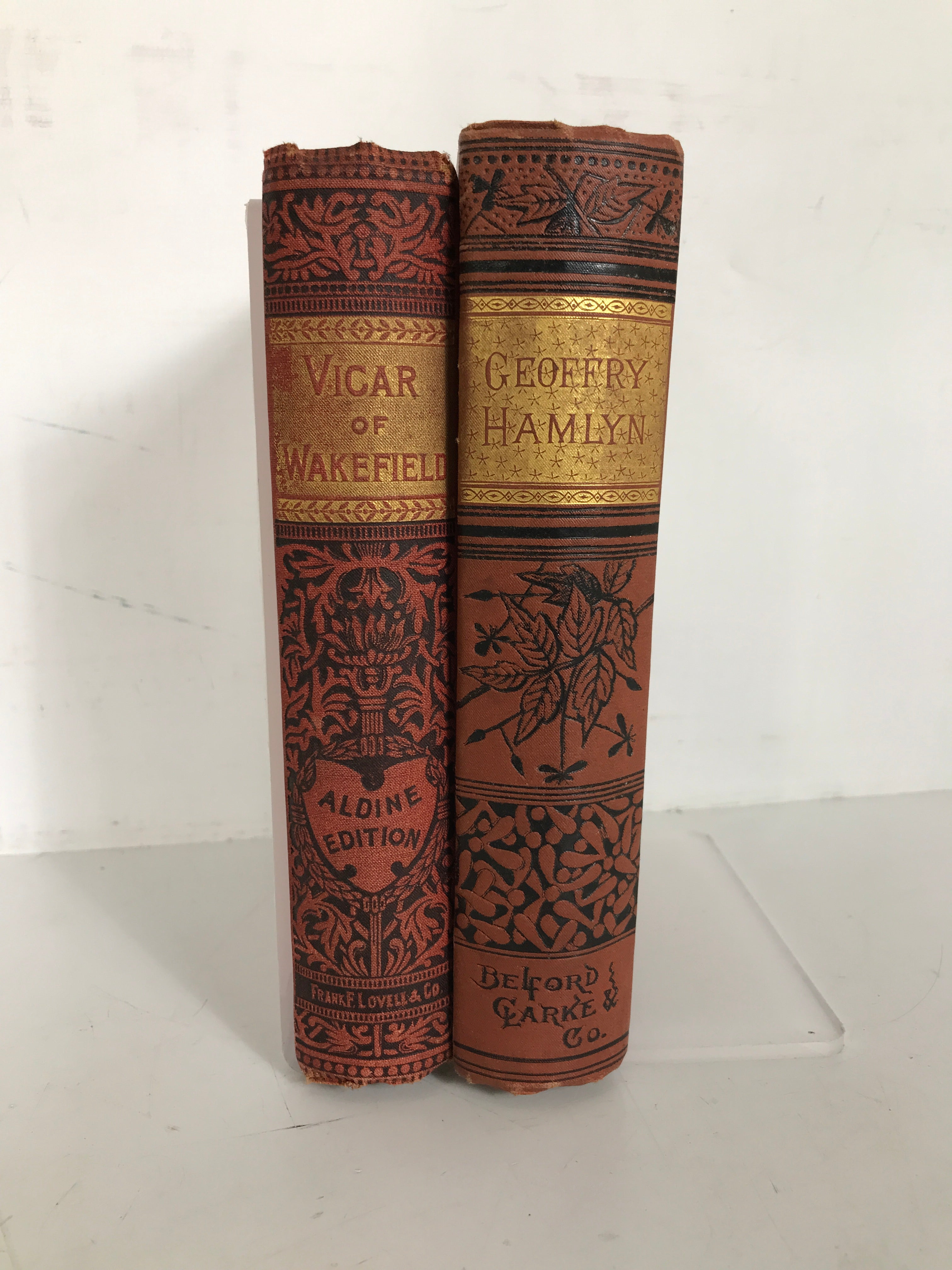 2 Antique Fiction: Recollections of Geoffry Hamlyn/Vicar of Wakefield c1880s HC