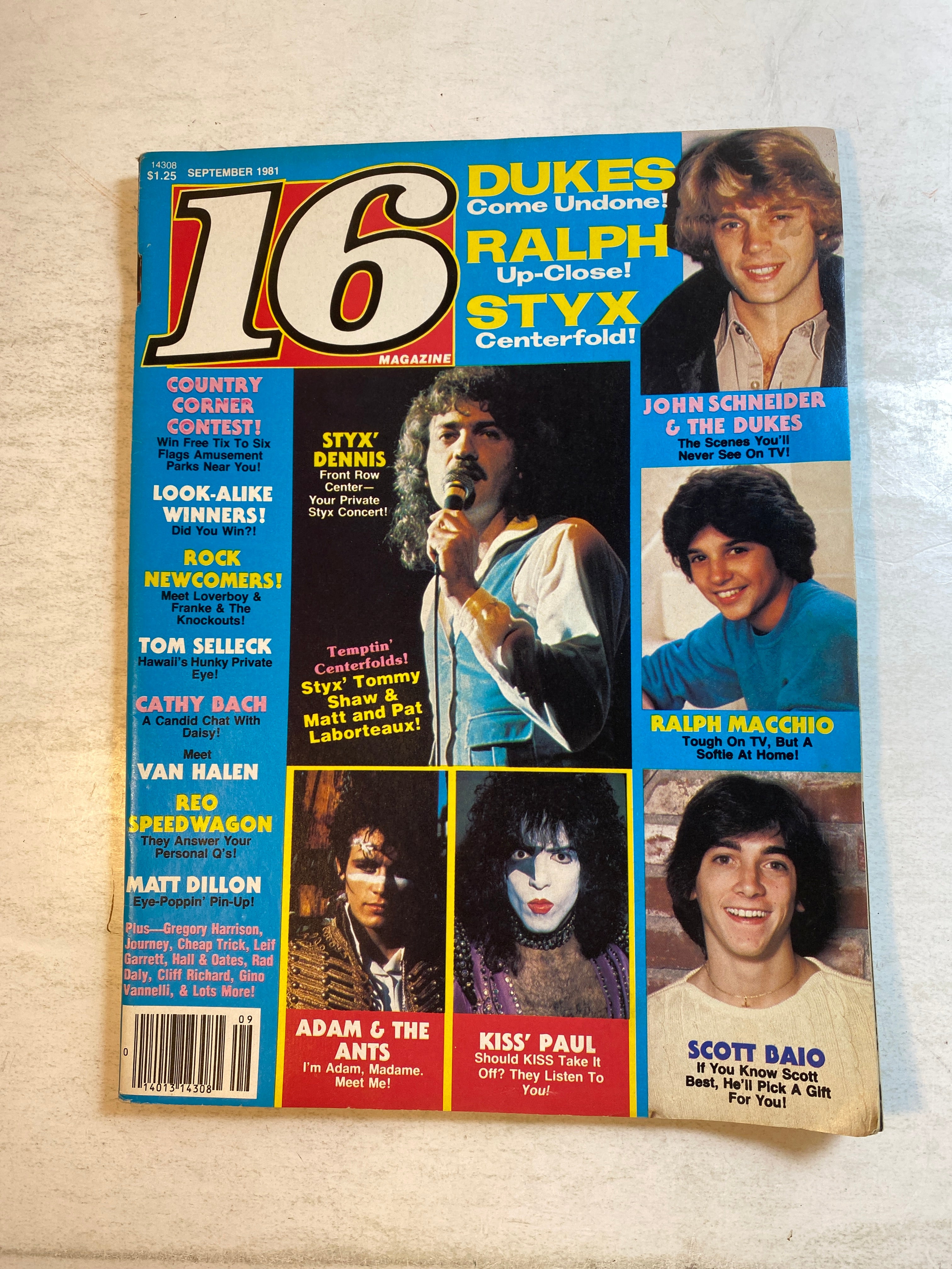16 Magazine September 1981 Styx Ralph Macchio w/ poster intact