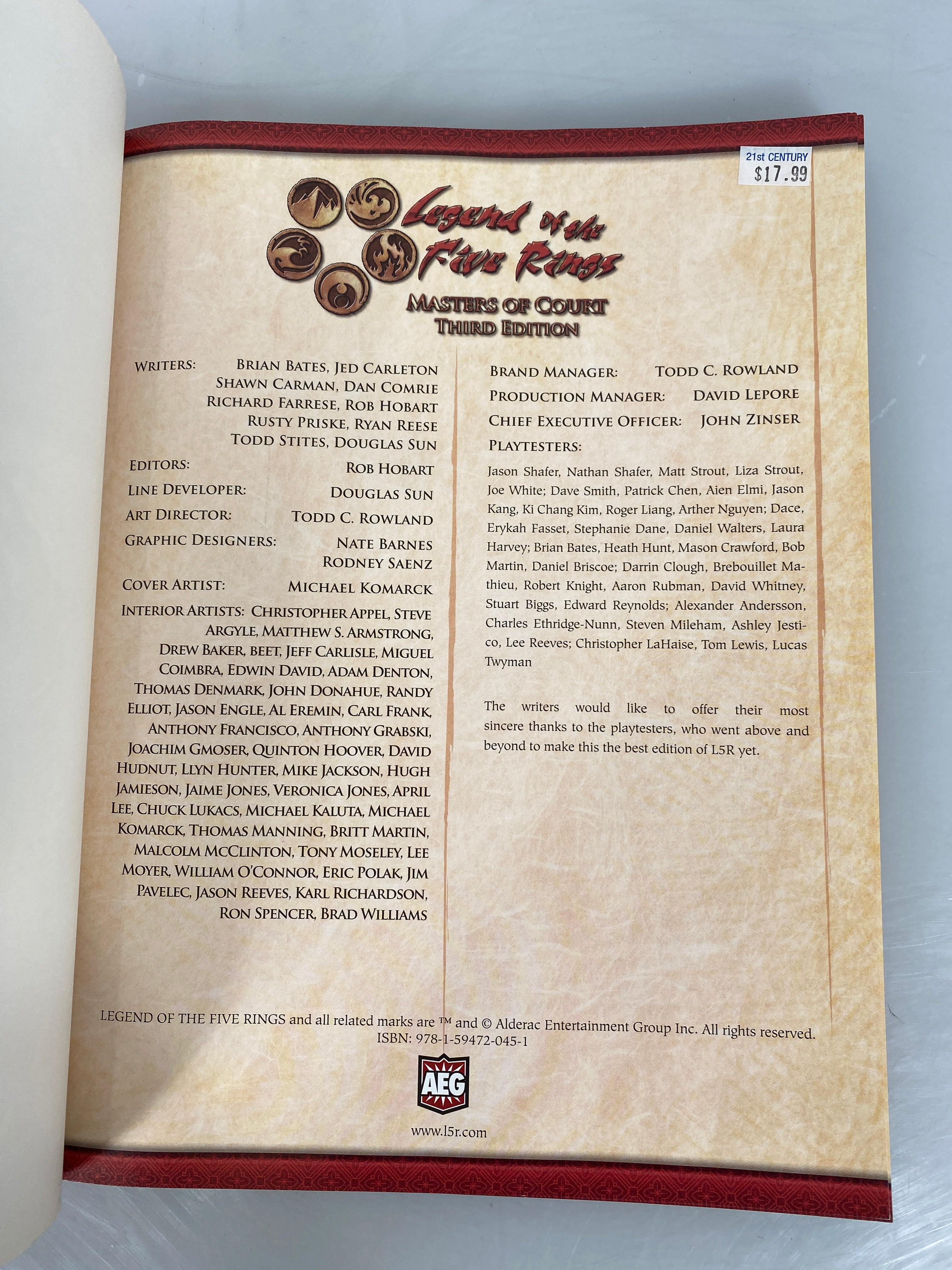 Legend of the Five Rings RPG Masters of Court