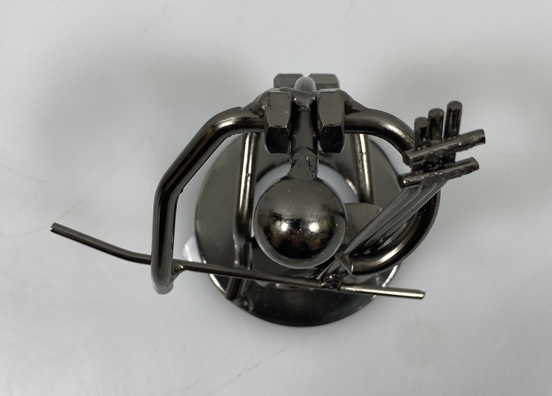 Silver Nuts and Bolts Cellist Metal Figurine With Ring Base
