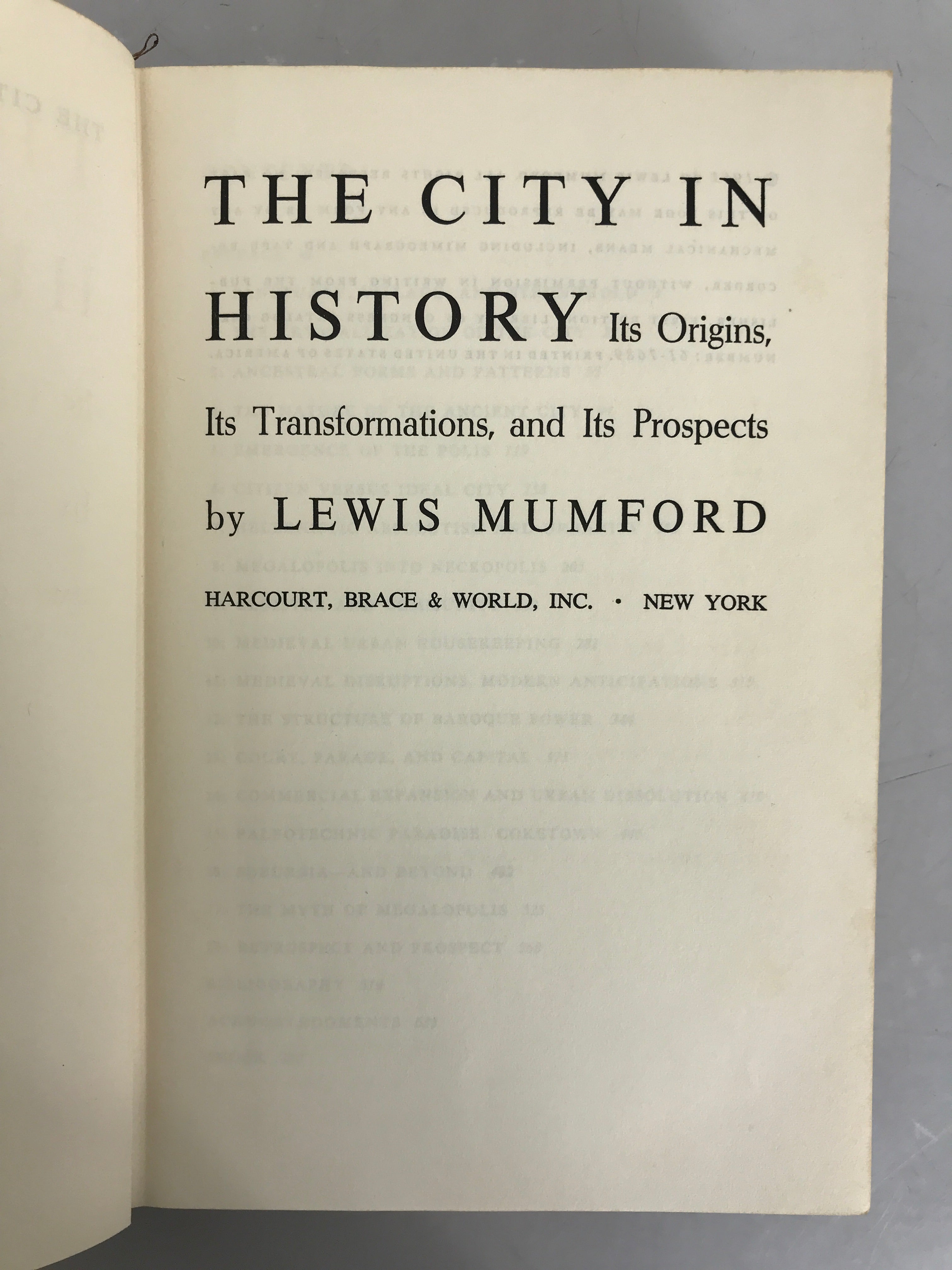 The City in History by Lewis Mumford 1961 First Edition HC DJ