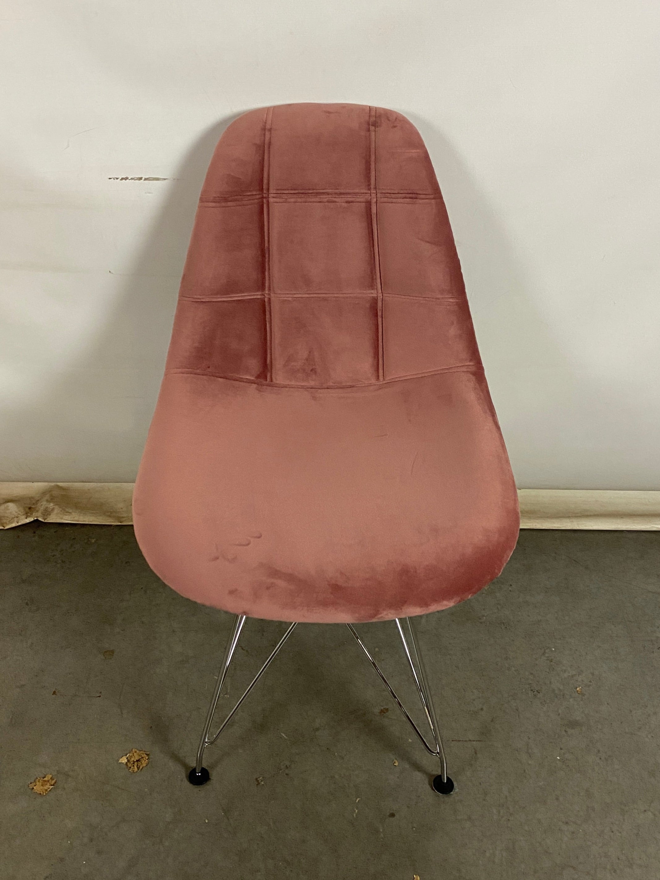 Mid Century Modern Pink Velvet Dining Chair
