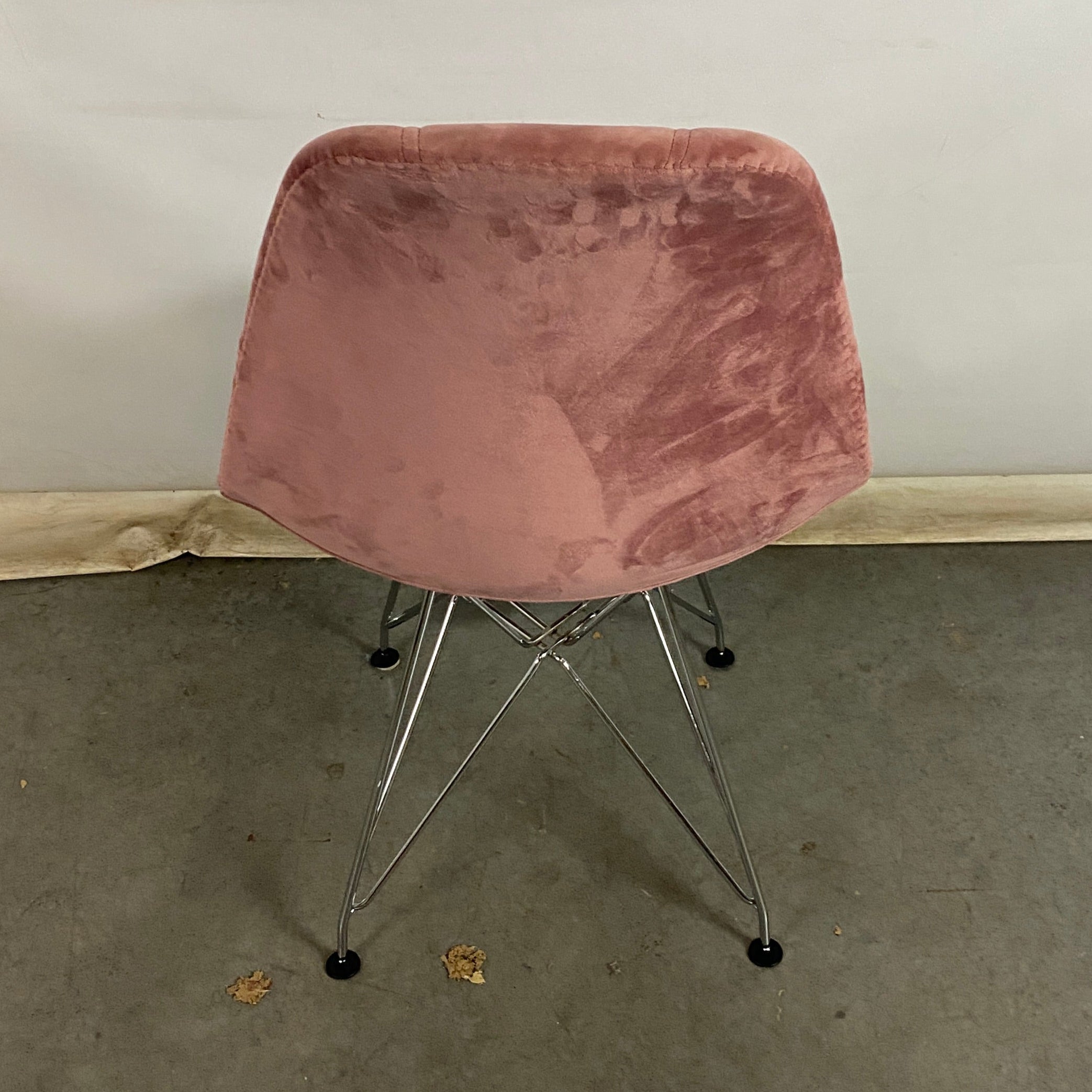 Mid Century Modern Pink Velvet Dining Chair