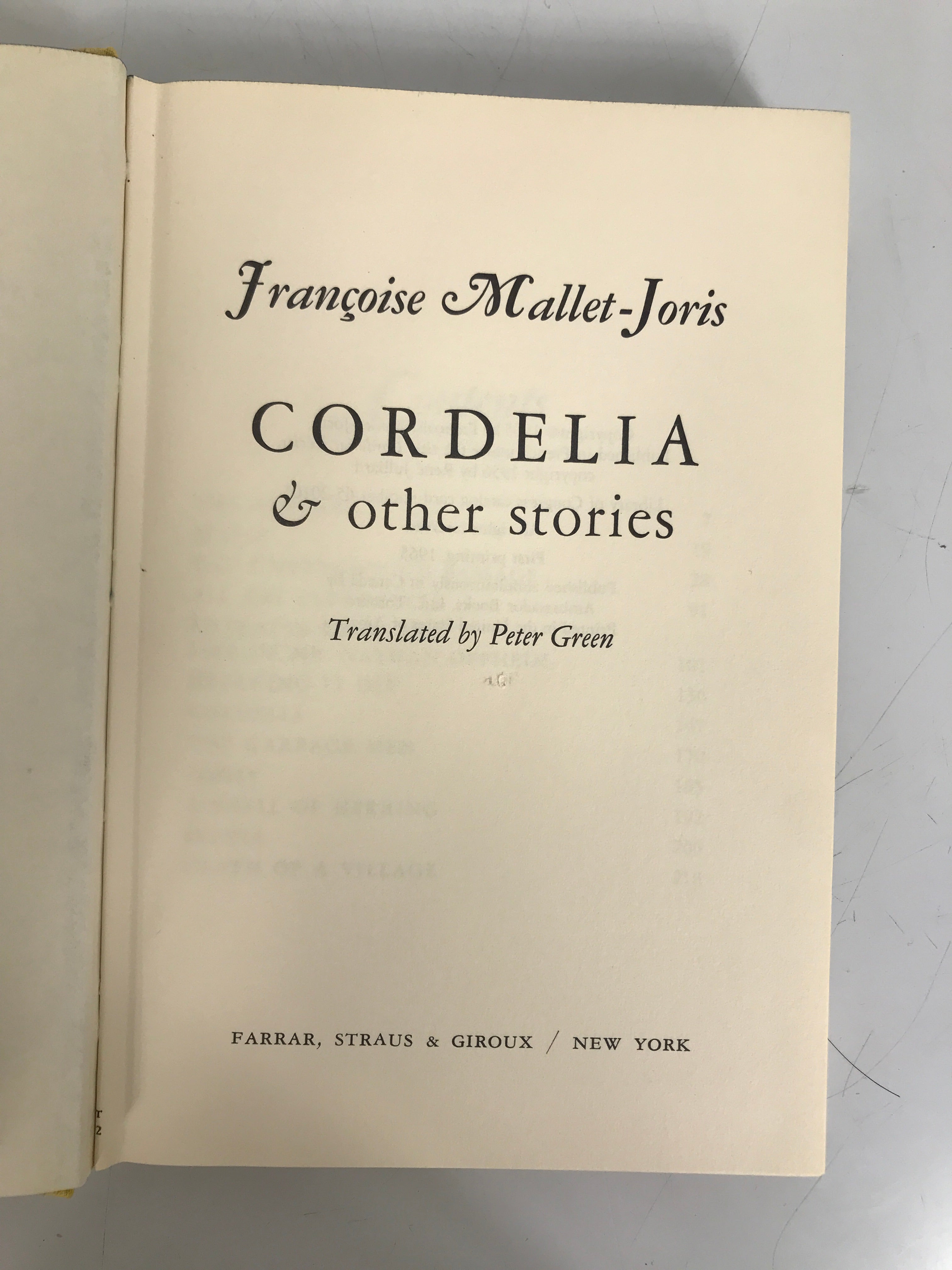 Cordelia and Other Stories Francoise Mallet-Joris 1965 1st Ed, 1st Print HC DJ