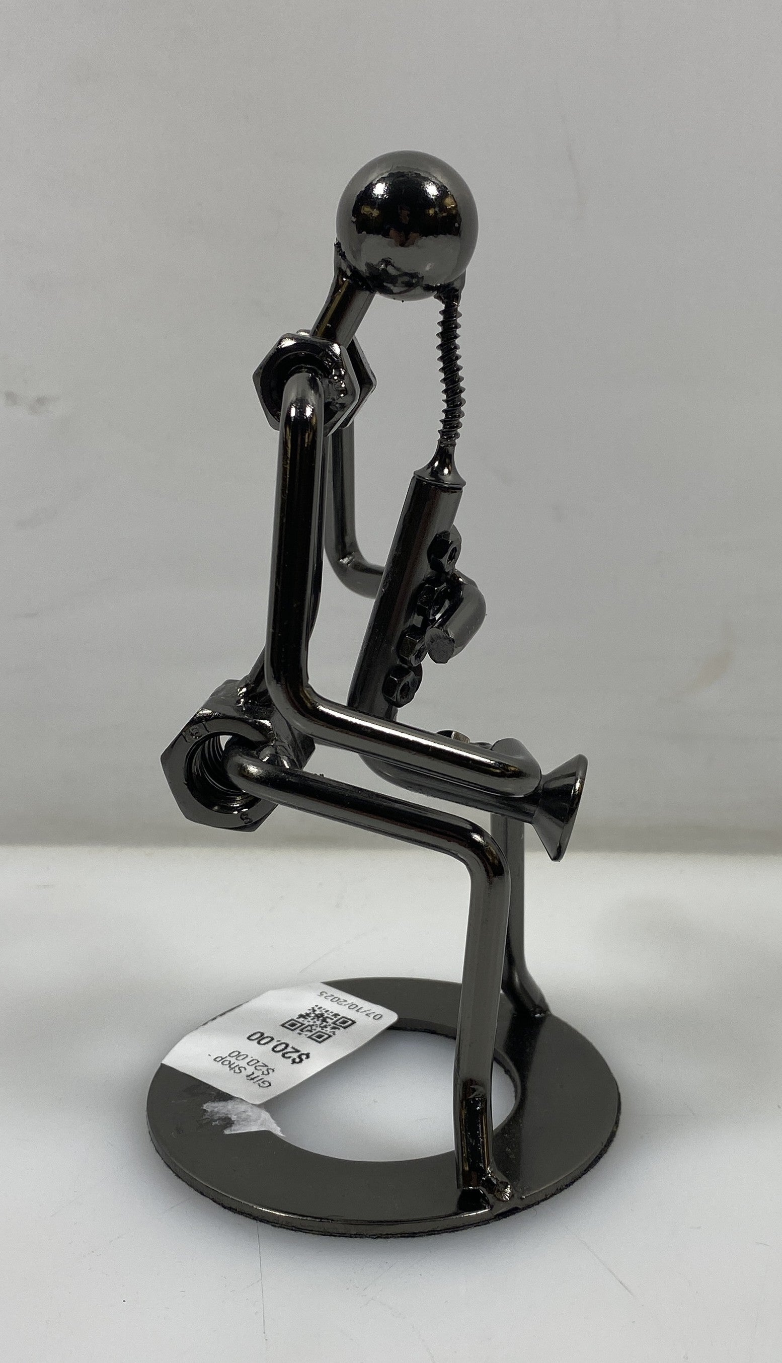 Silver Nuts and Bolts Saxophonist Metal Figurine