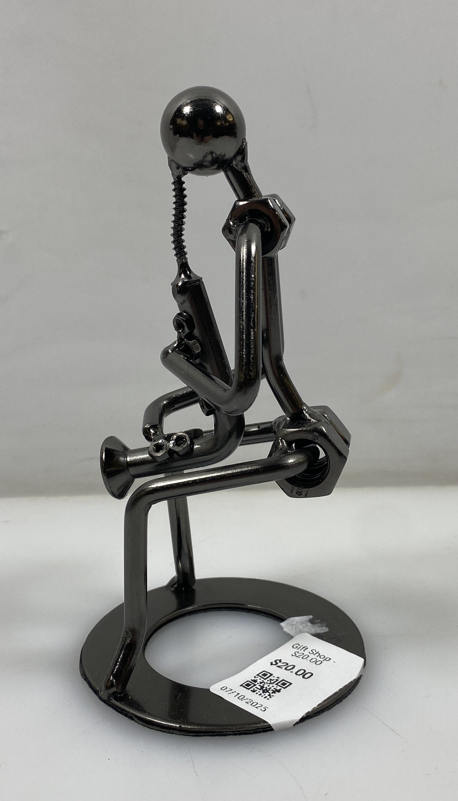 Silver Nuts and Bolts Saxophonist Metal Figurine