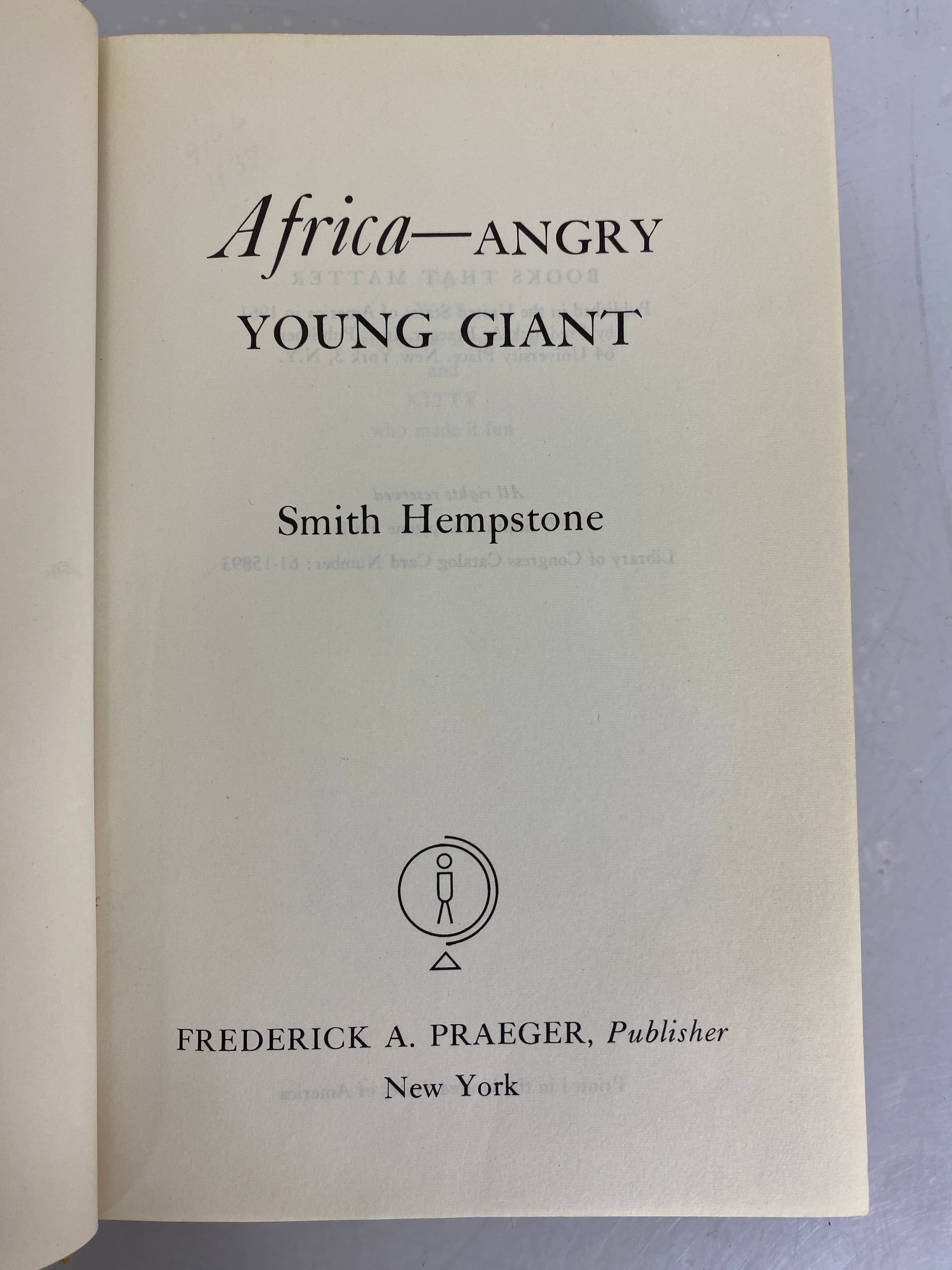 Africa Angry Young Giant by Smith Hempstone 1961 HC DJ Vintage
