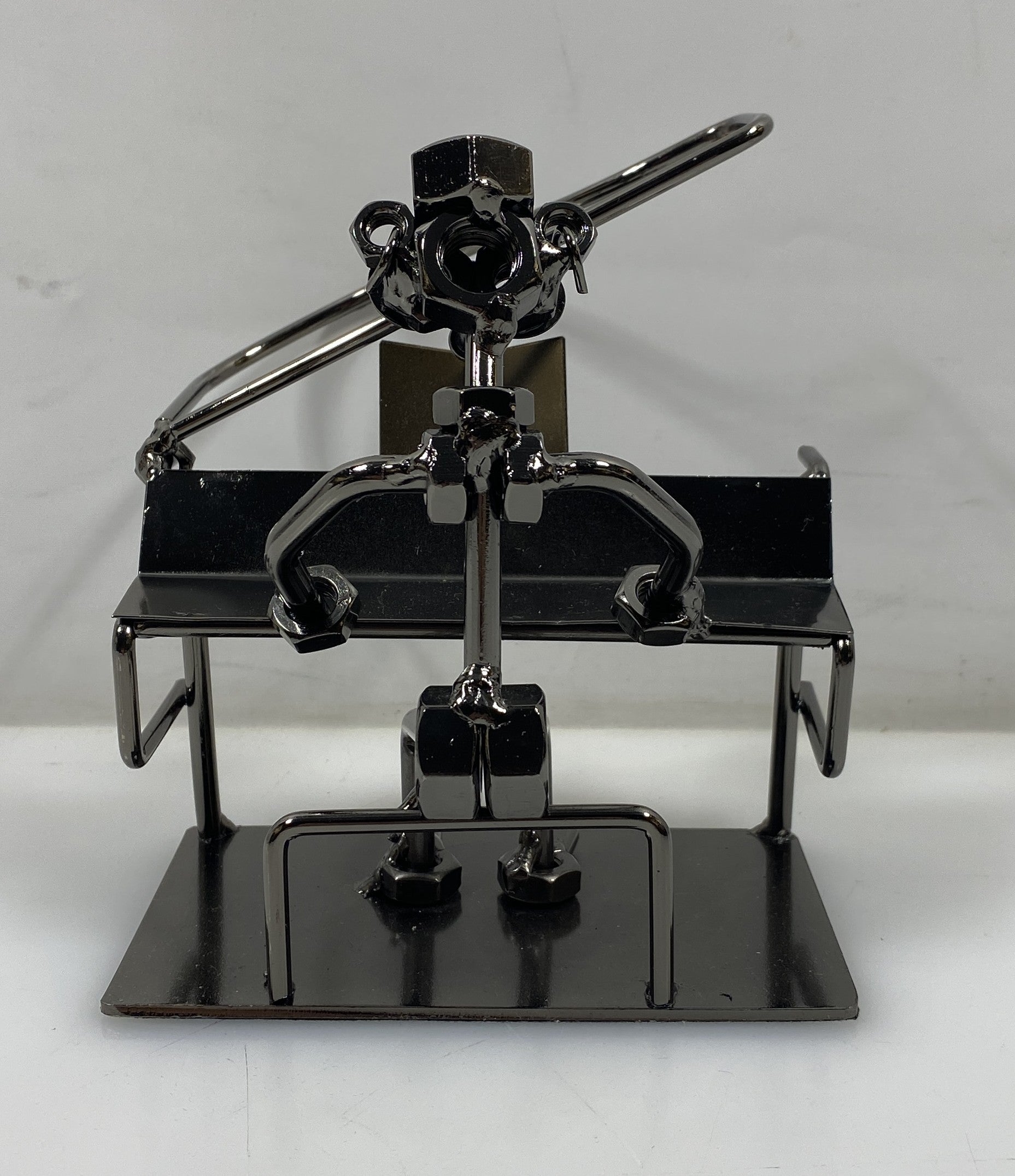 Silver Nuts and Bolts Pianist Metal Figurine
