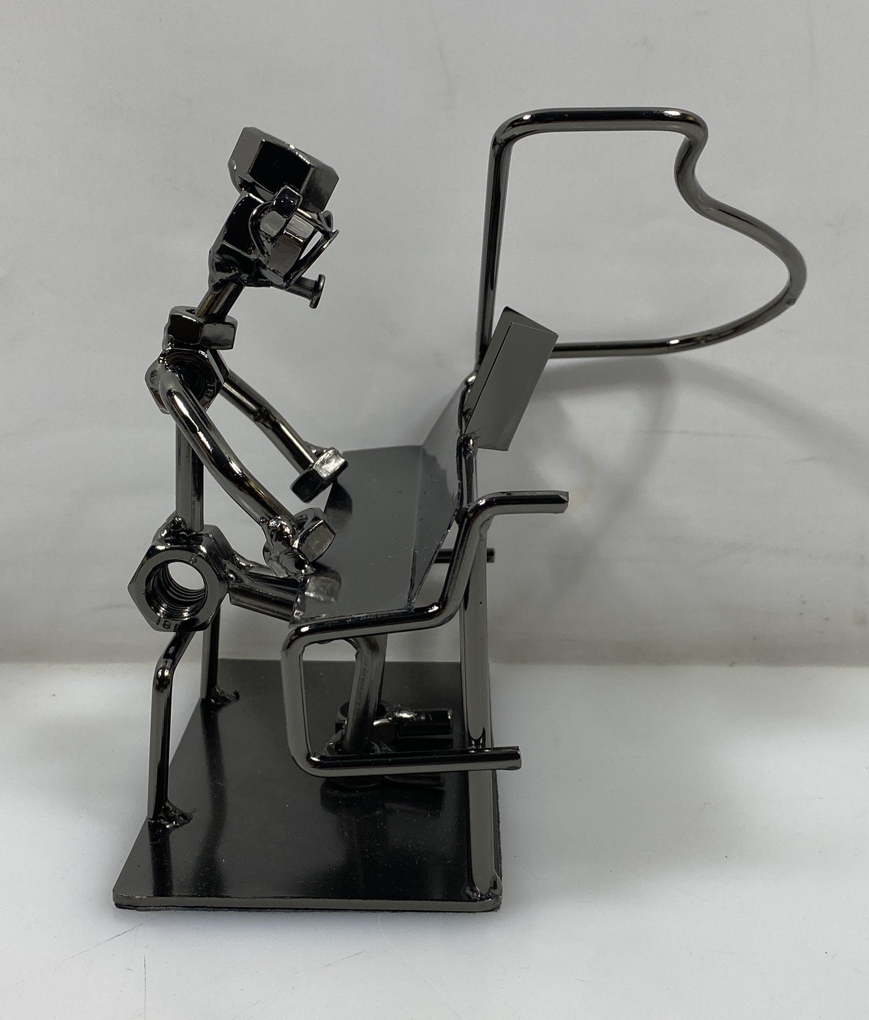Silver Nuts and Bolts Pianist Metal Figurine