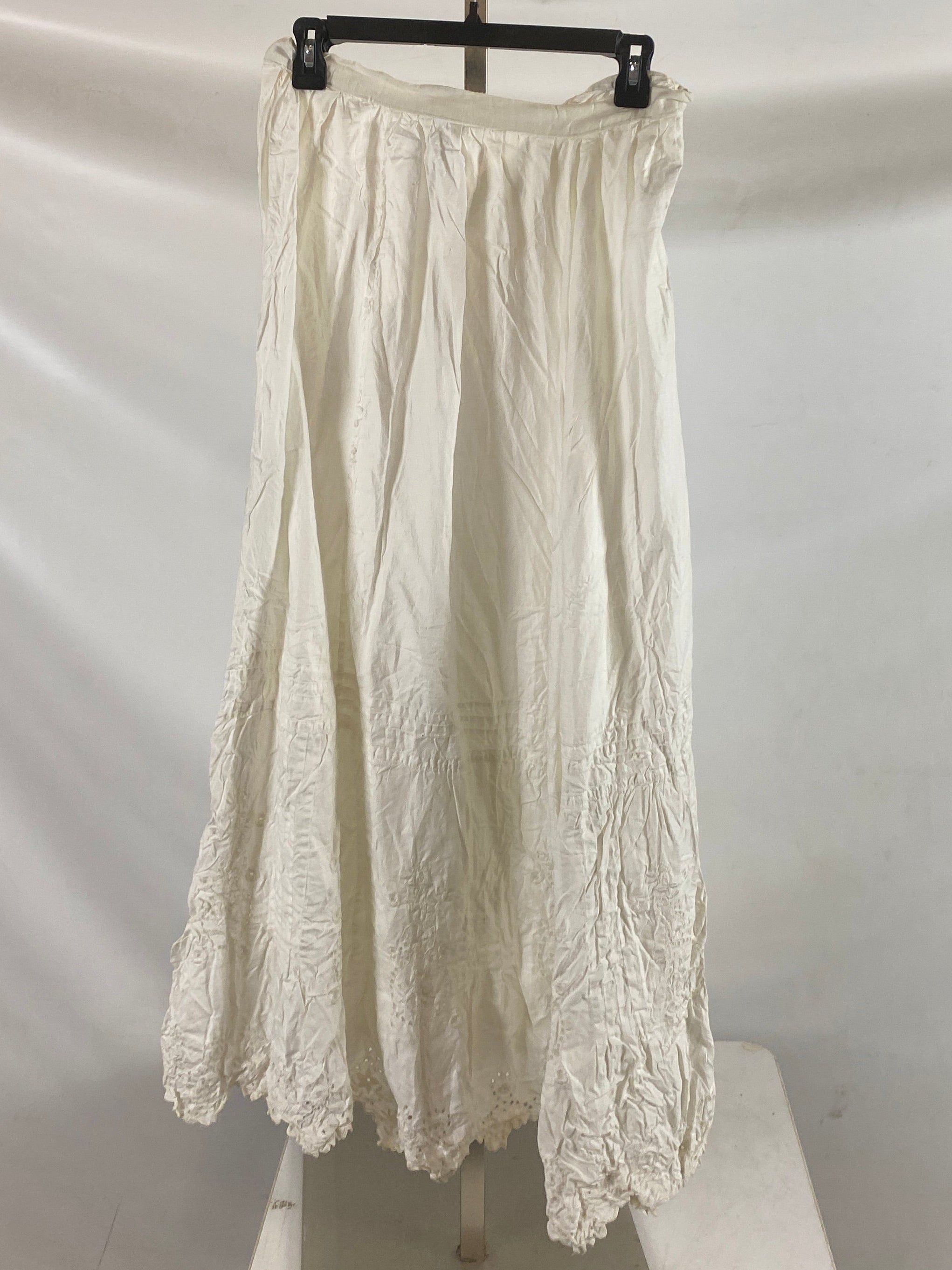 Vintage 1900s White Cotton Underskirt with Eyelet Lace Details Size Unknown