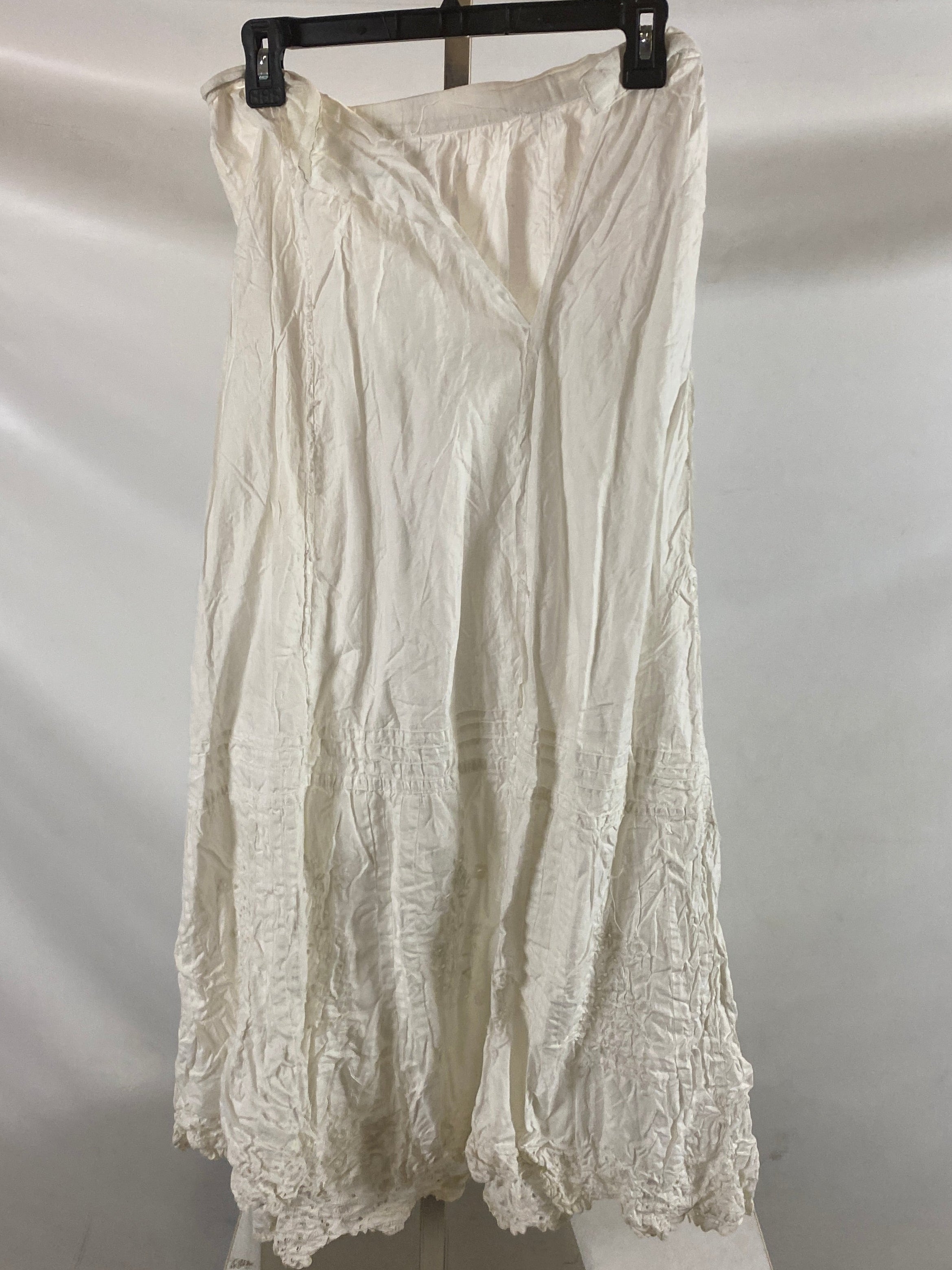 Vintage 1900s White Cotton Underskirt with Eyelet Lace Details Size Unknown
