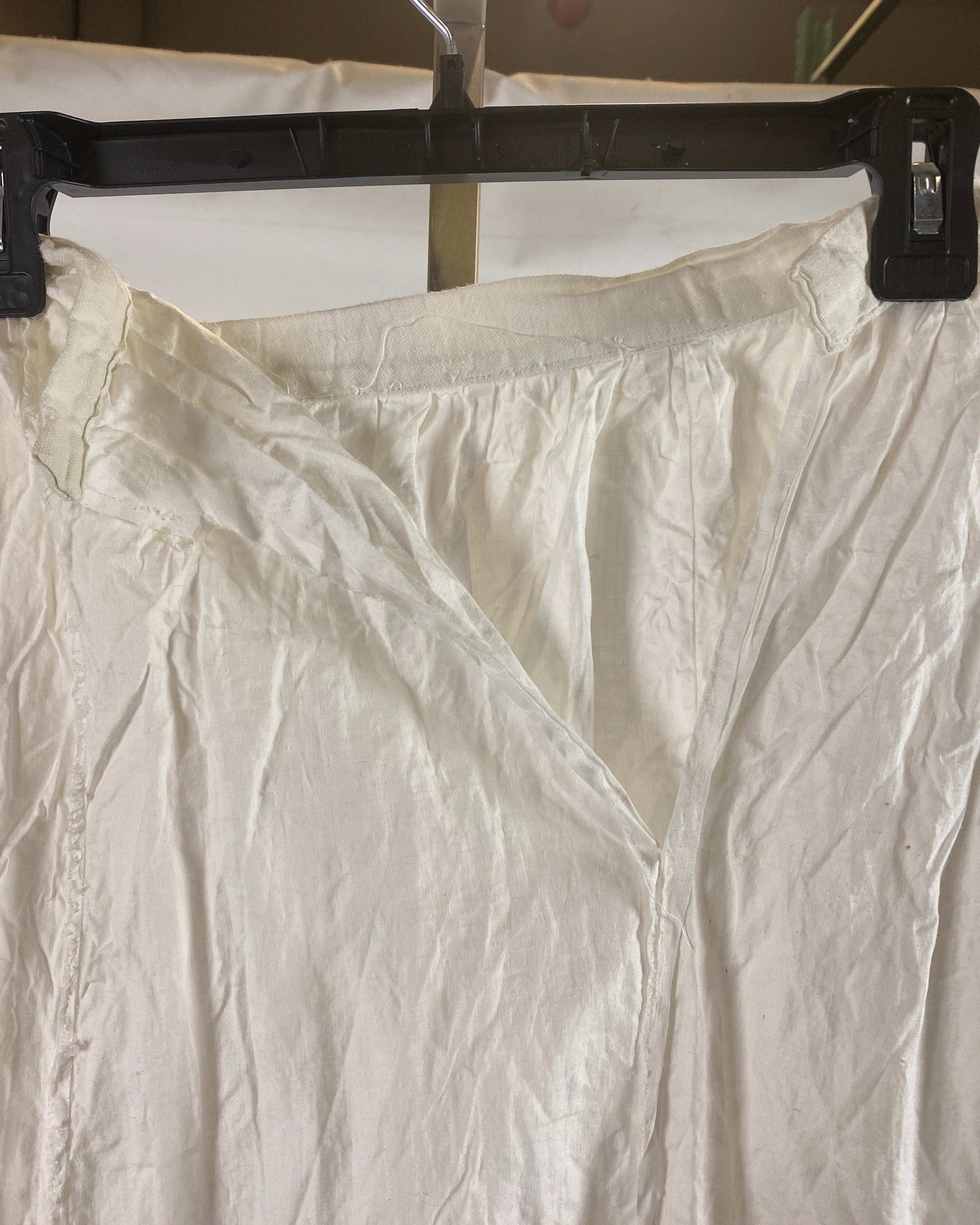 Vintage 1900s White Cotton Underskirt with Eyelet Lace Details Size Unknown