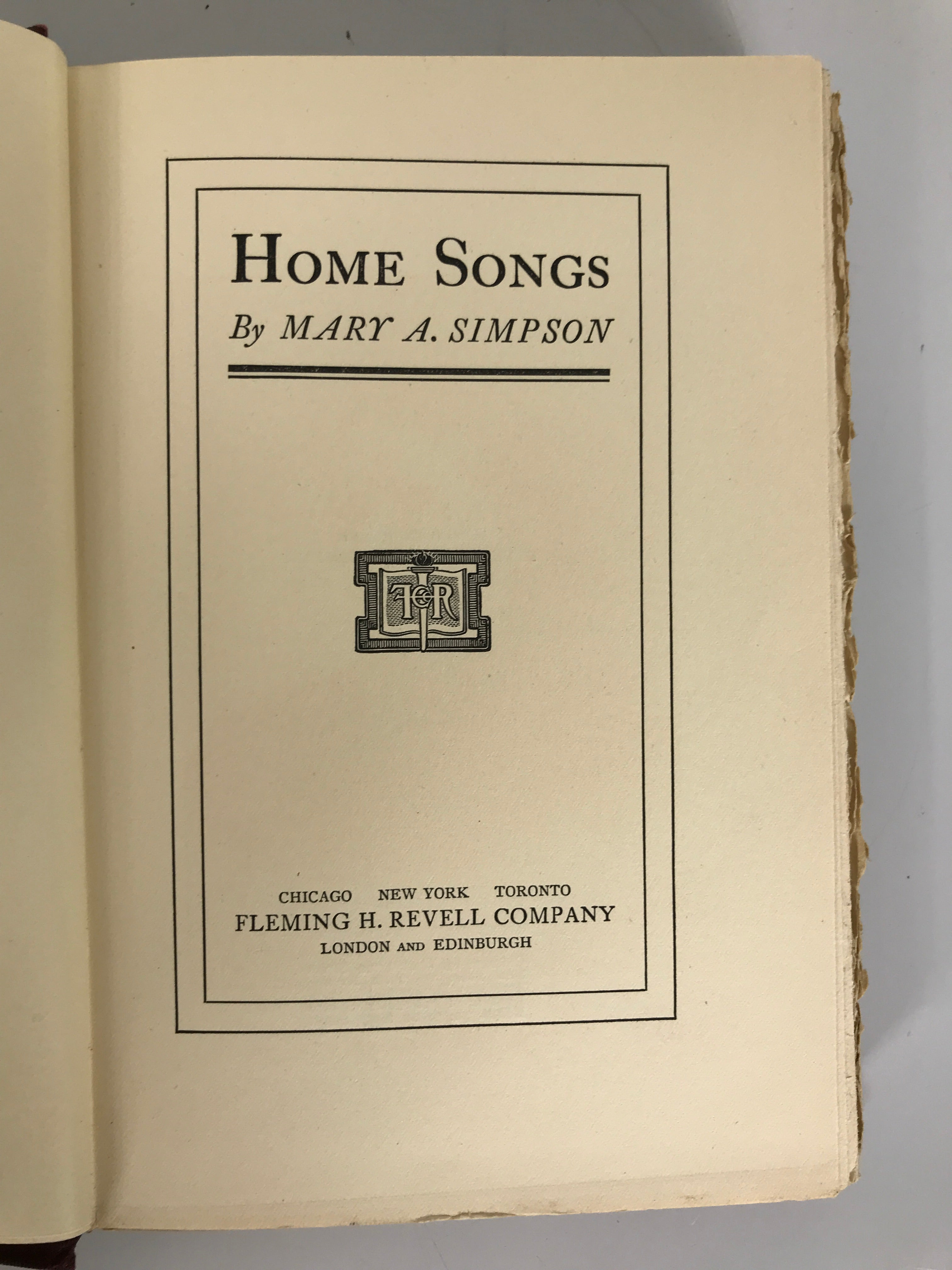 Home Songs by Mary A. Simpson 1903 Book of Poems HC Fleming H. Revell Company