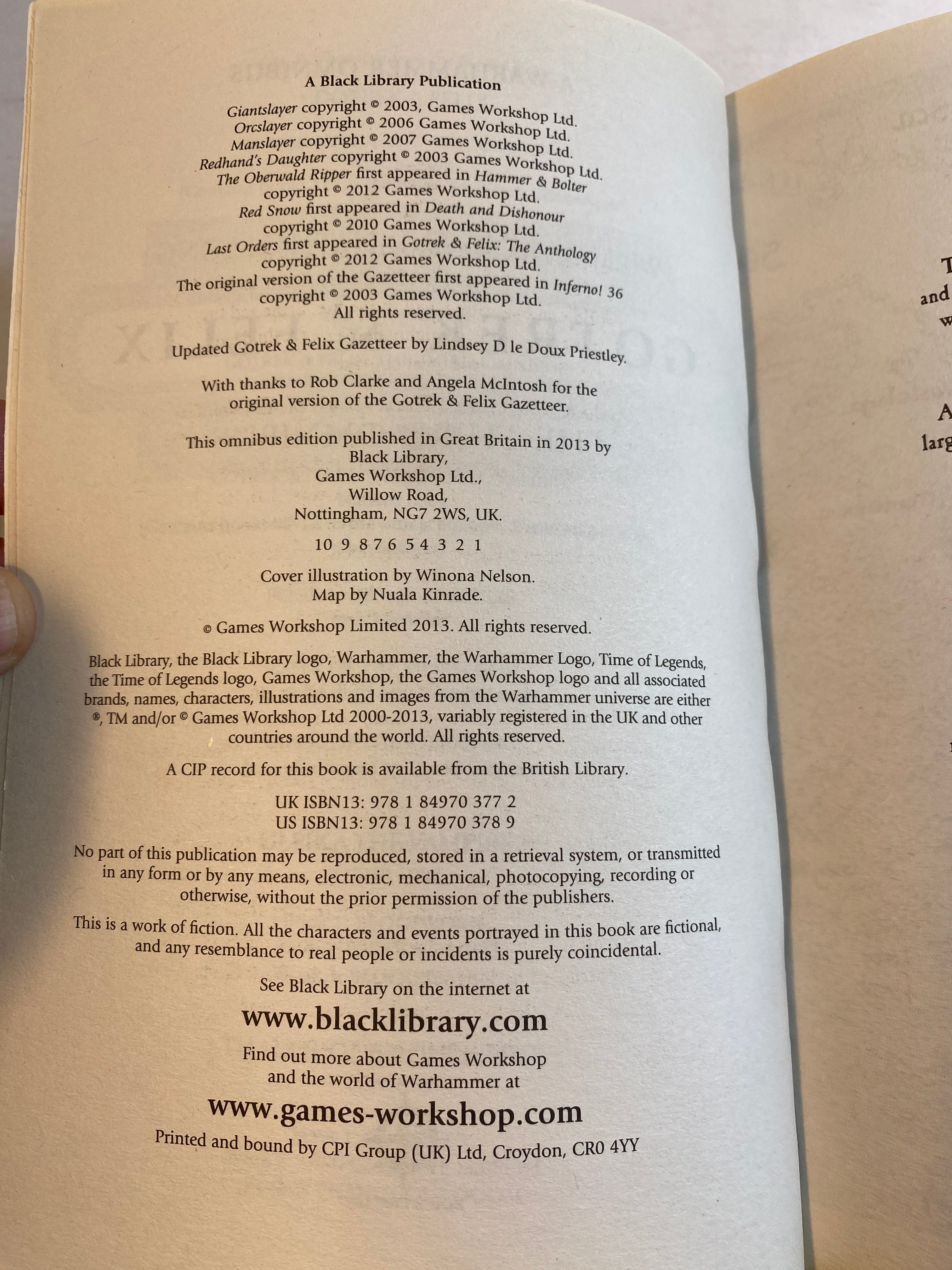 Gotrek and Felix Third Omnibus Warhammer Black Library Re-issue 2013