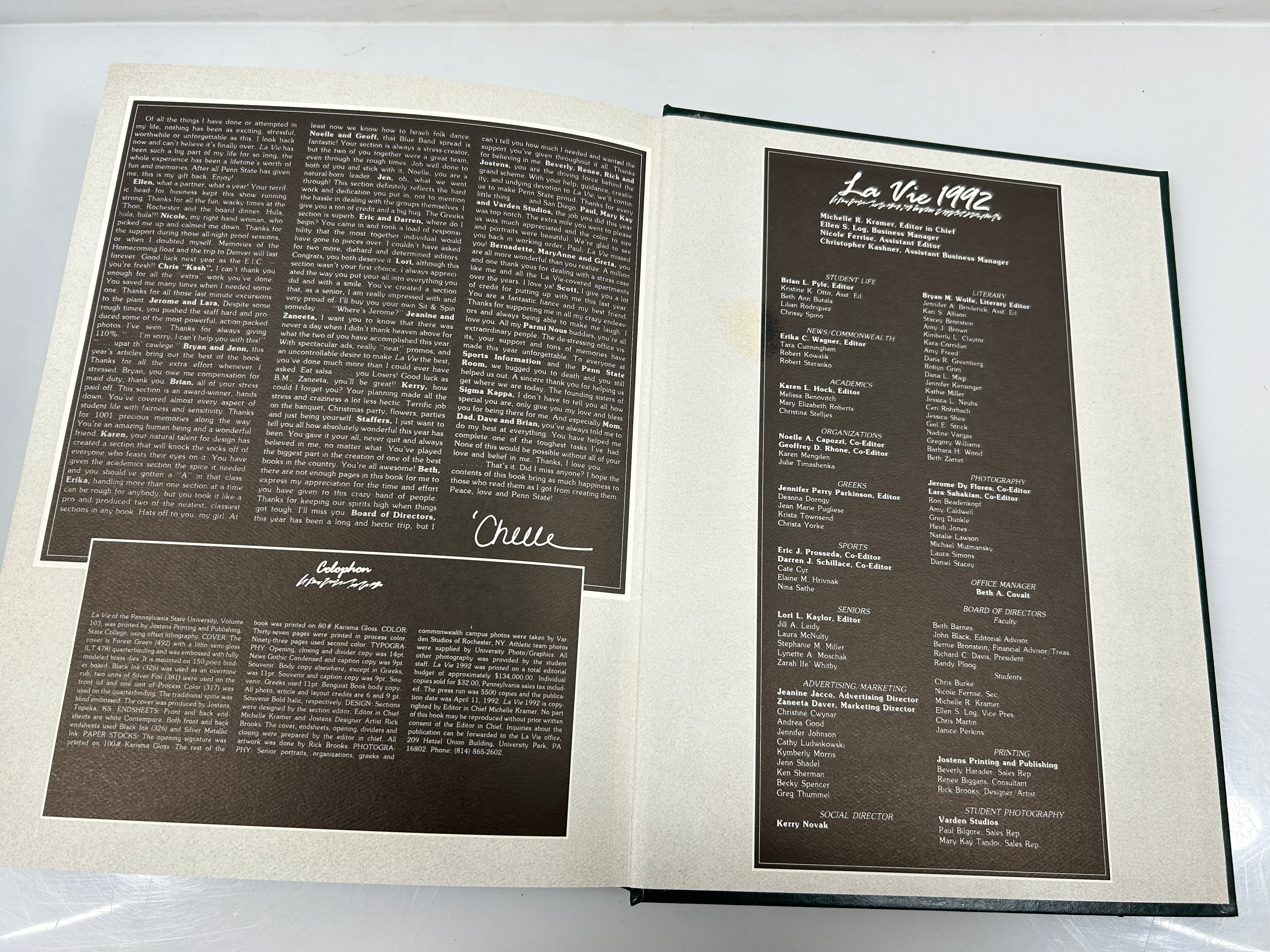 1992 "Off the Beaten Path" La Vie The Pennsylvania State University Yearbook HC