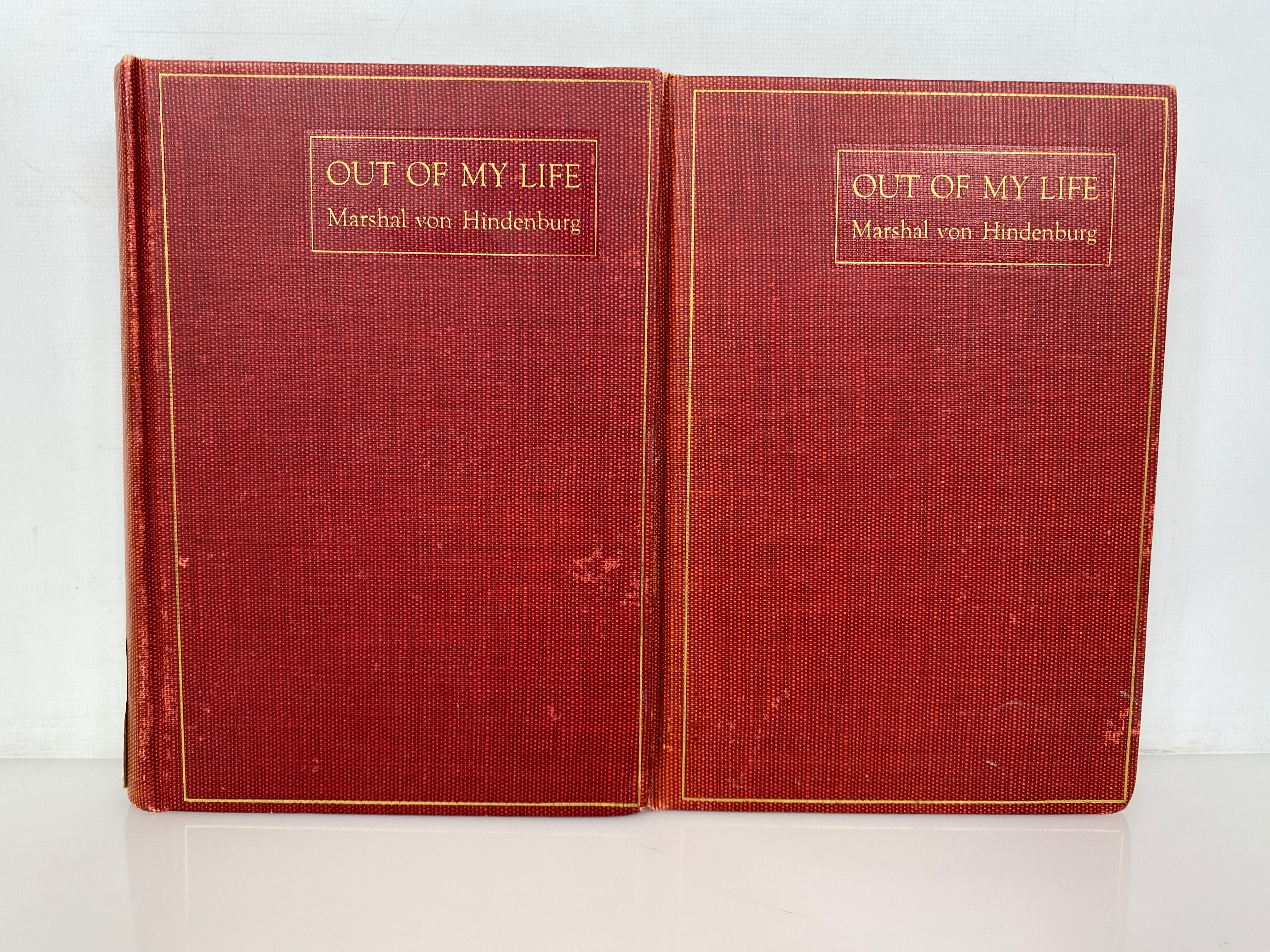 2 Vol Set: Out of My Life by Marshal von Hindenburg 1921 Antique Ex-Library HC
