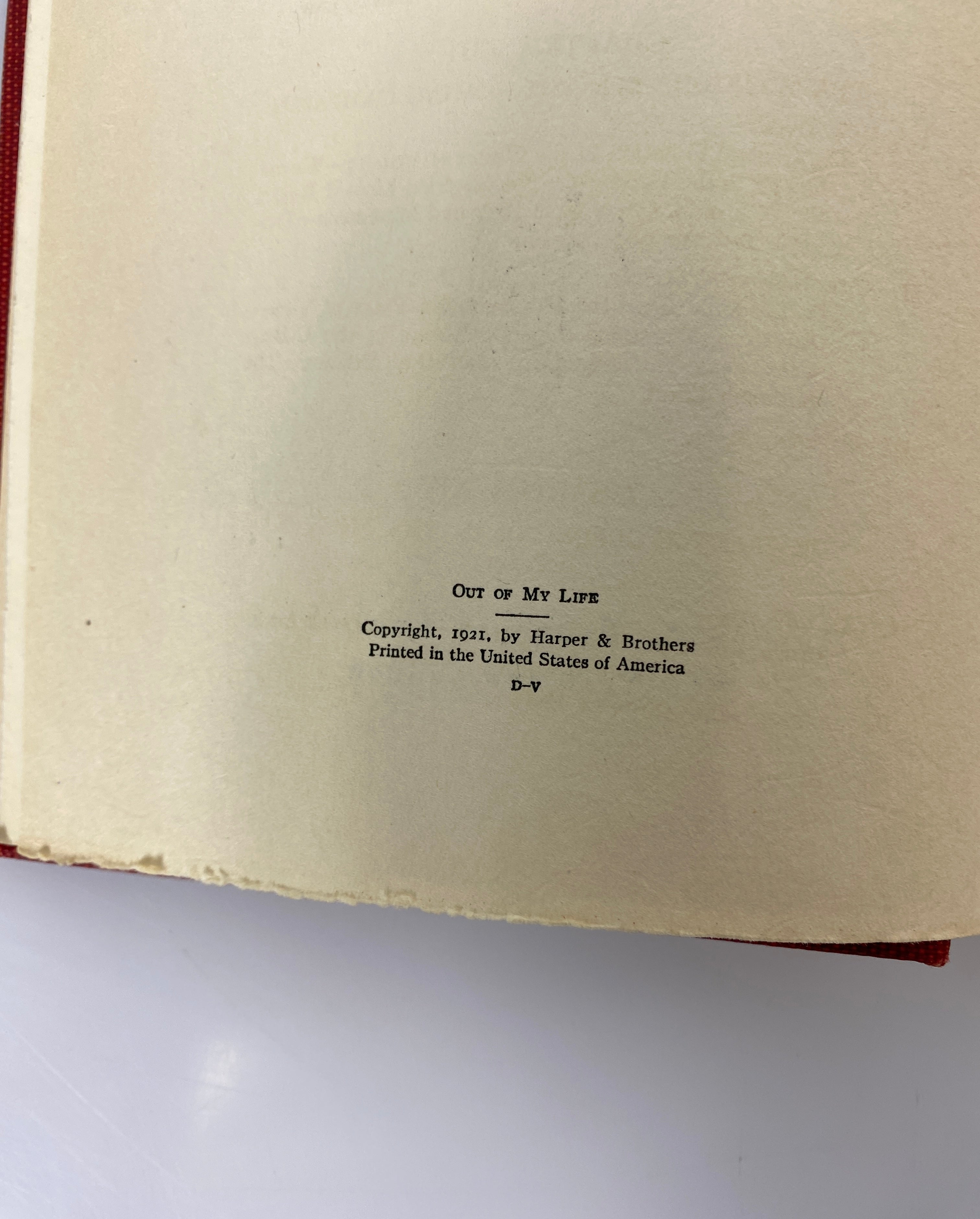 2 Vol Set: Out of My Life by Marshal von Hindenburg 1921 Antique Ex-Library HC