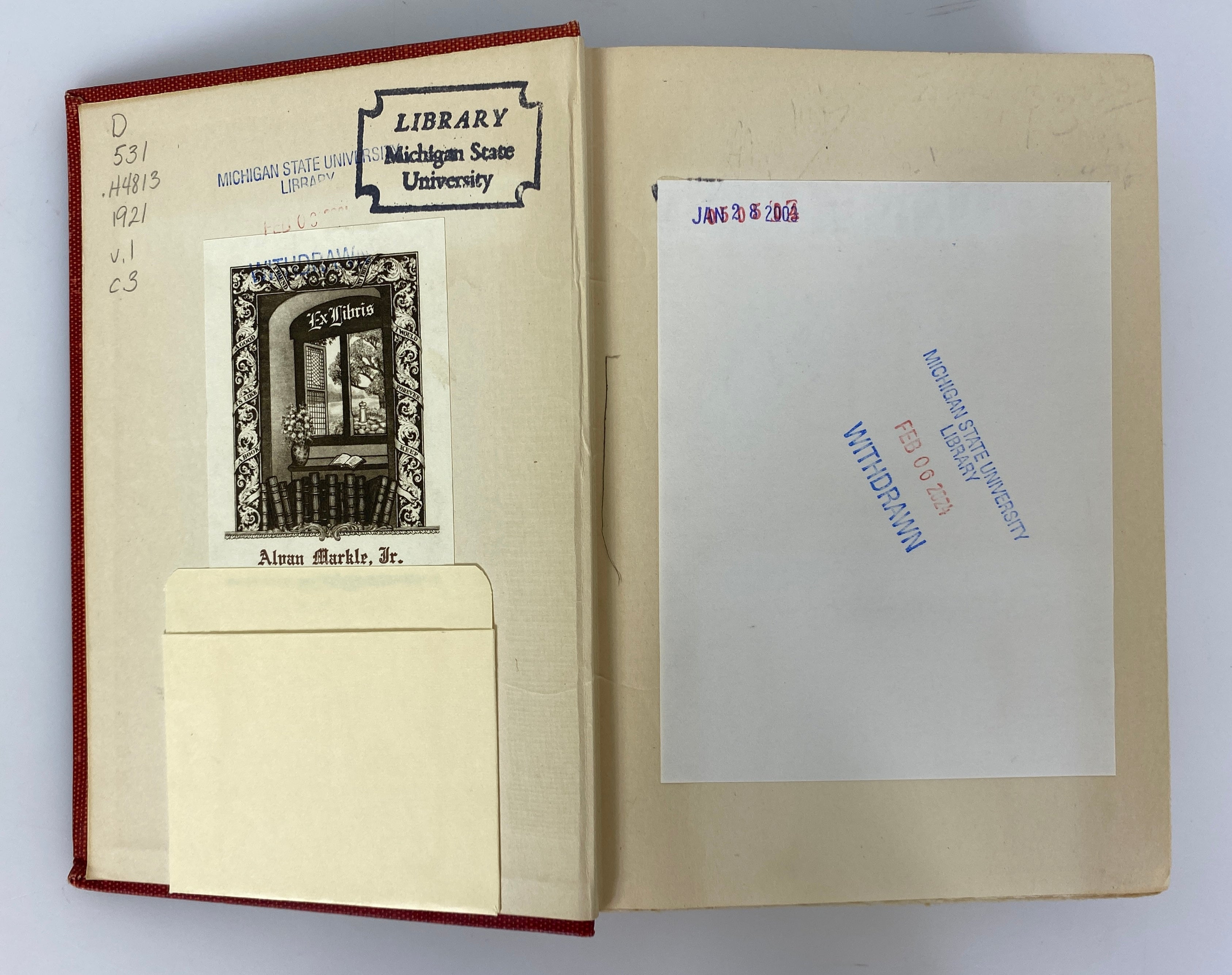 2 Vol Set: Out of My Life by Marshal von Hindenburg 1921 Antique Ex-Library HC