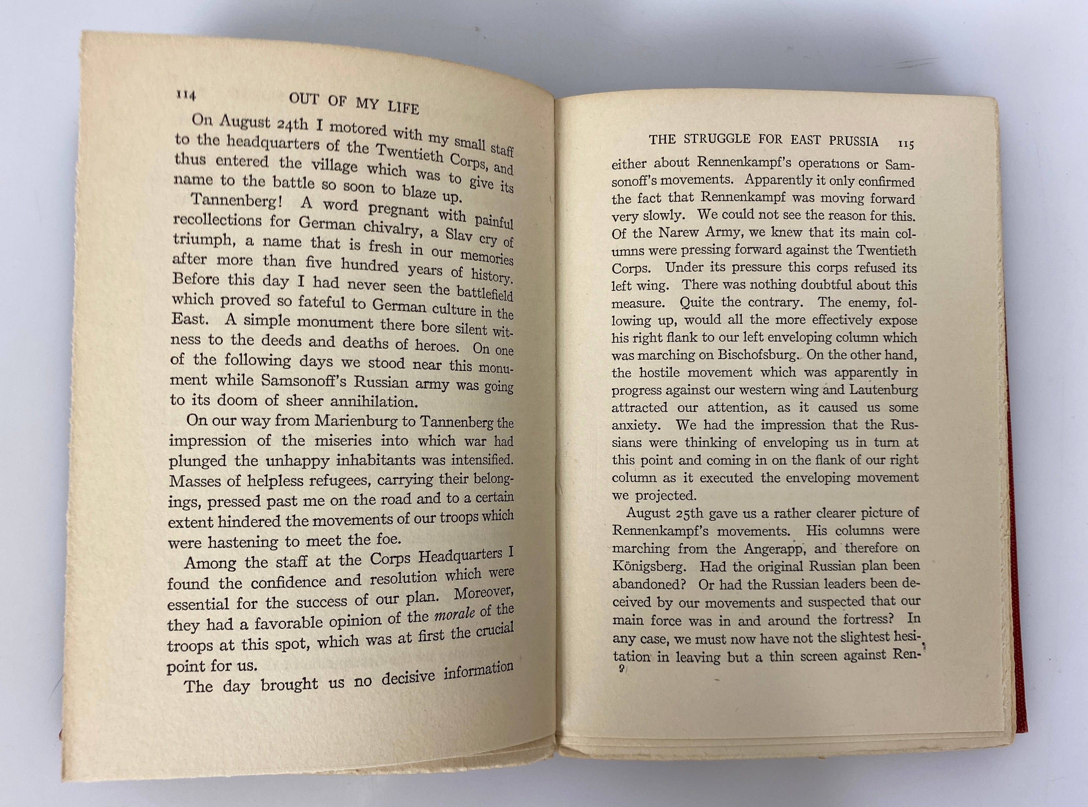 2 Vol Set: Out of My Life by Marshal von Hindenburg 1921 Antique Ex-Library HC