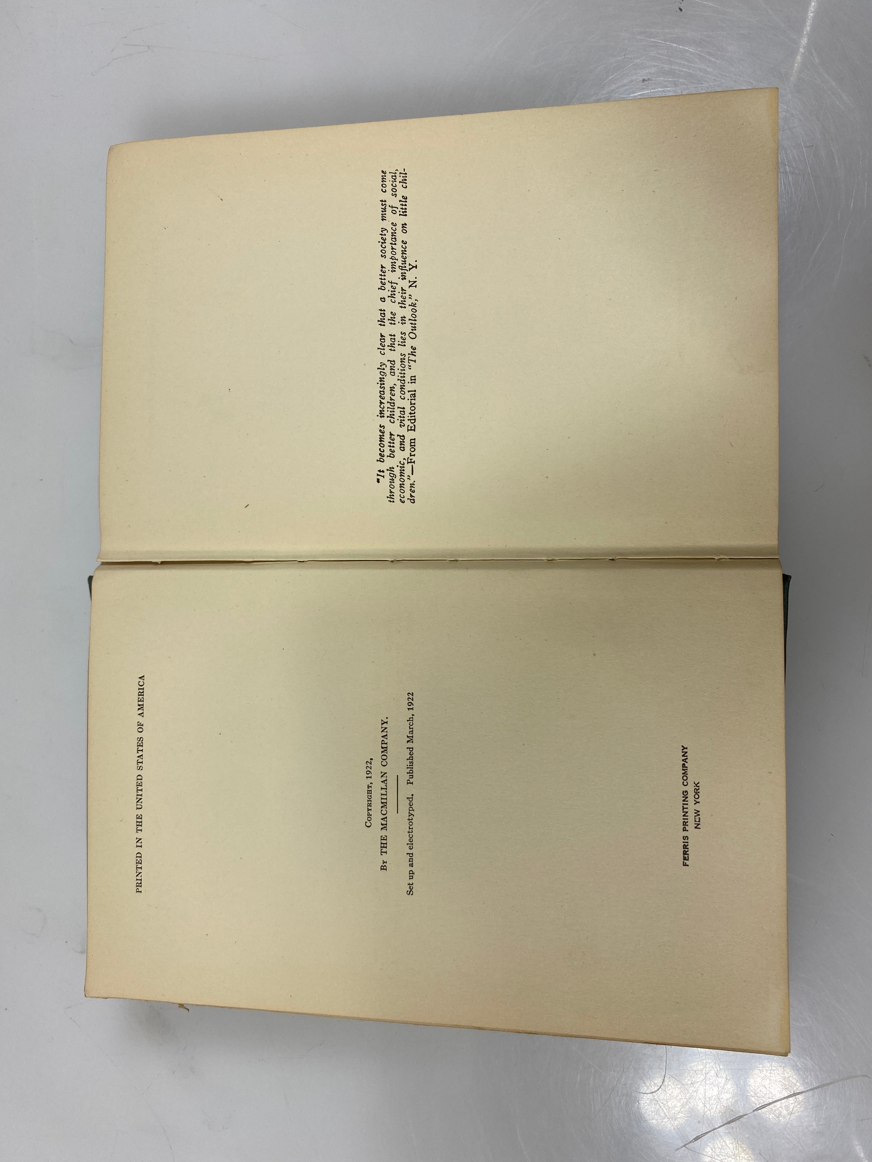 The Healthy Child From Two to Seven by Maccarthy 1922 HC