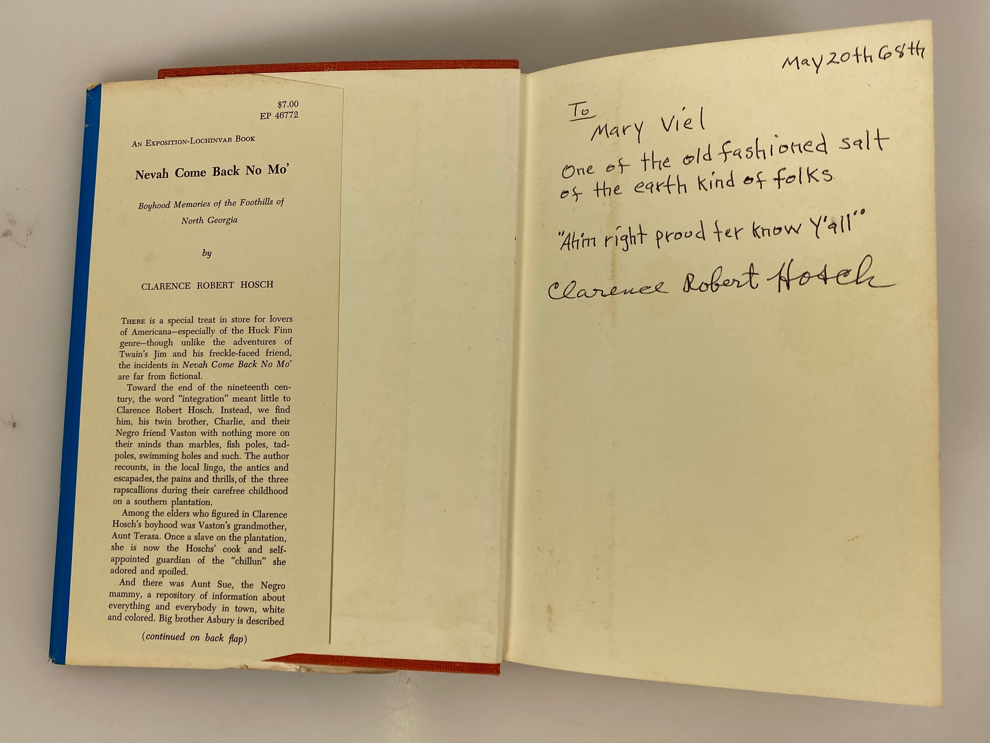 Nevah Come Back No Mo' Clarence Robert Hosch 1968 Rare HCDJ *Signed*