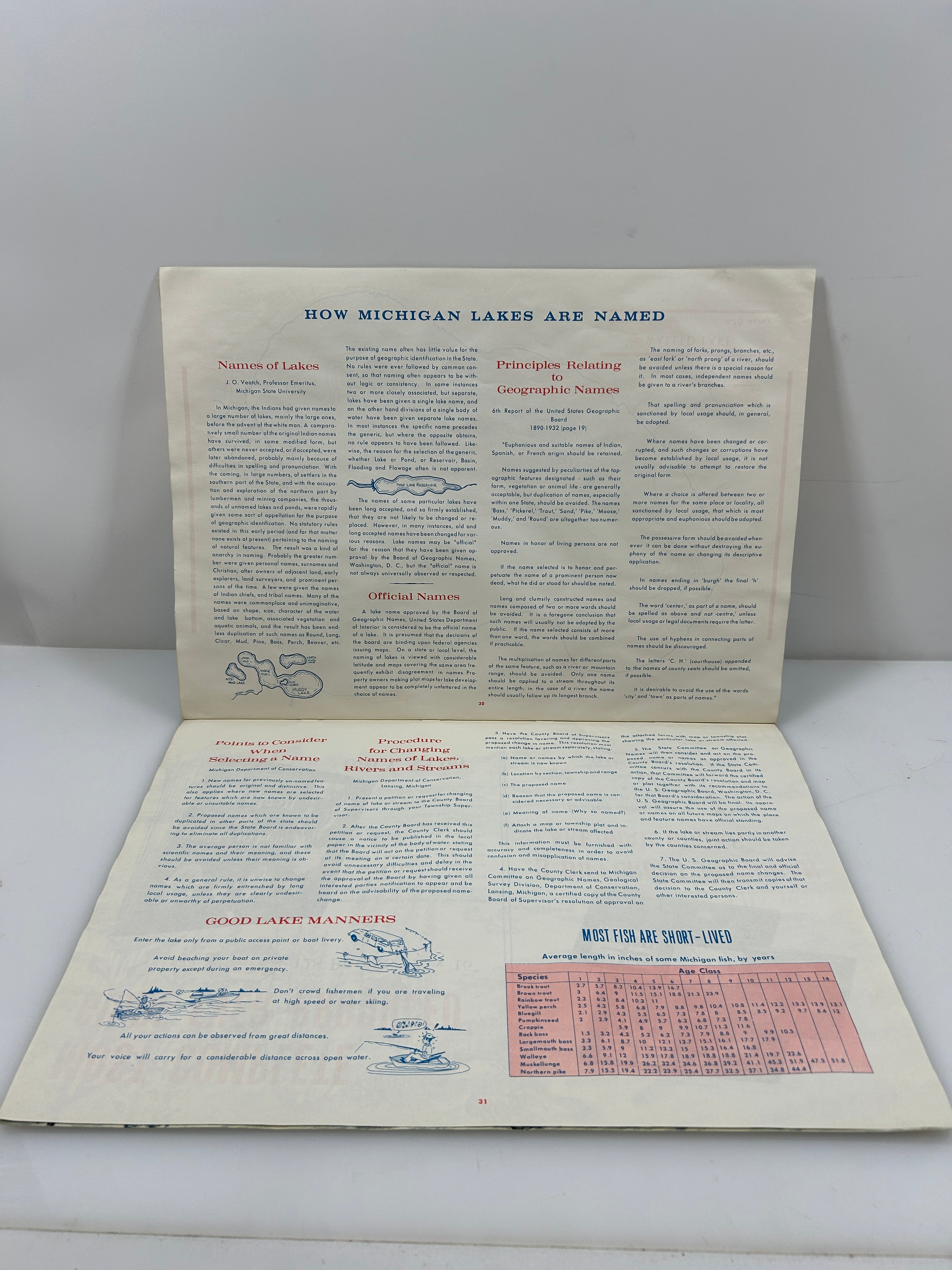Lot of 3 Michigan Hydrographic Lake Maps-Southern, Central & UP 1965 SC