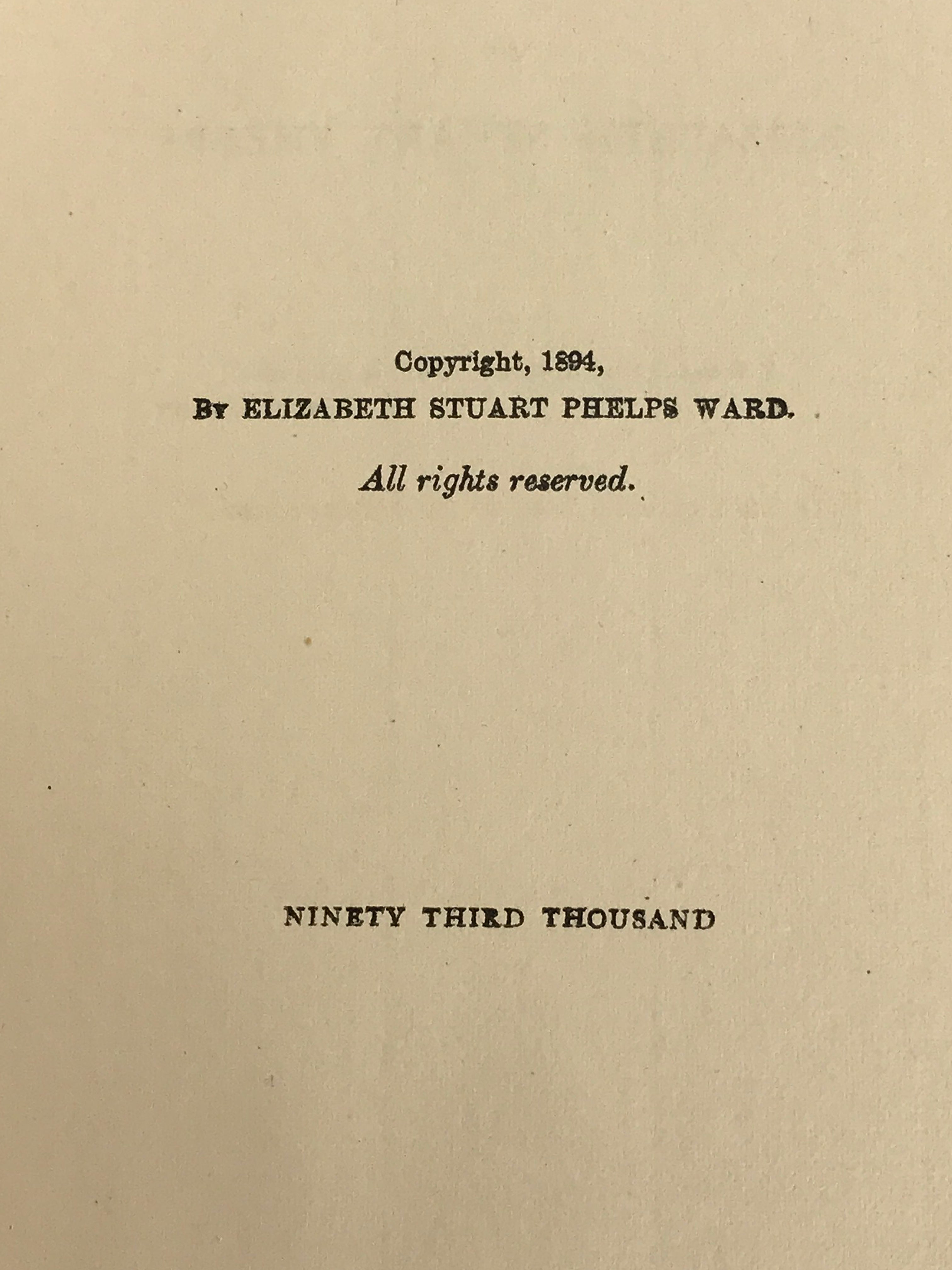 A Singular Life by Elizabeth Stuart Phelps 1894 Grosset & Dunlap HC