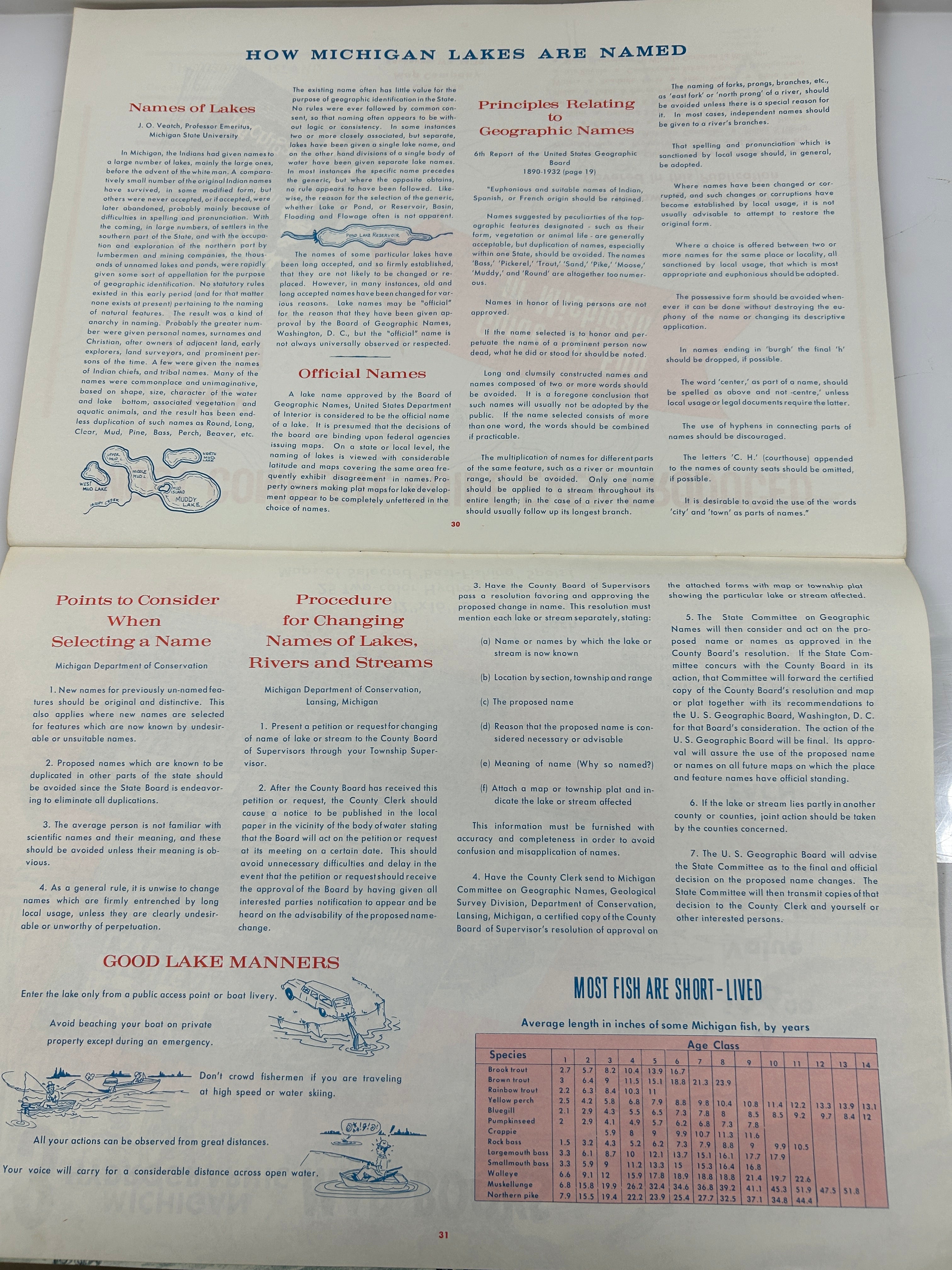 Lot of 3 Michigan Hydrographic Lake Maps-Southern, Central & UP 1965 SC