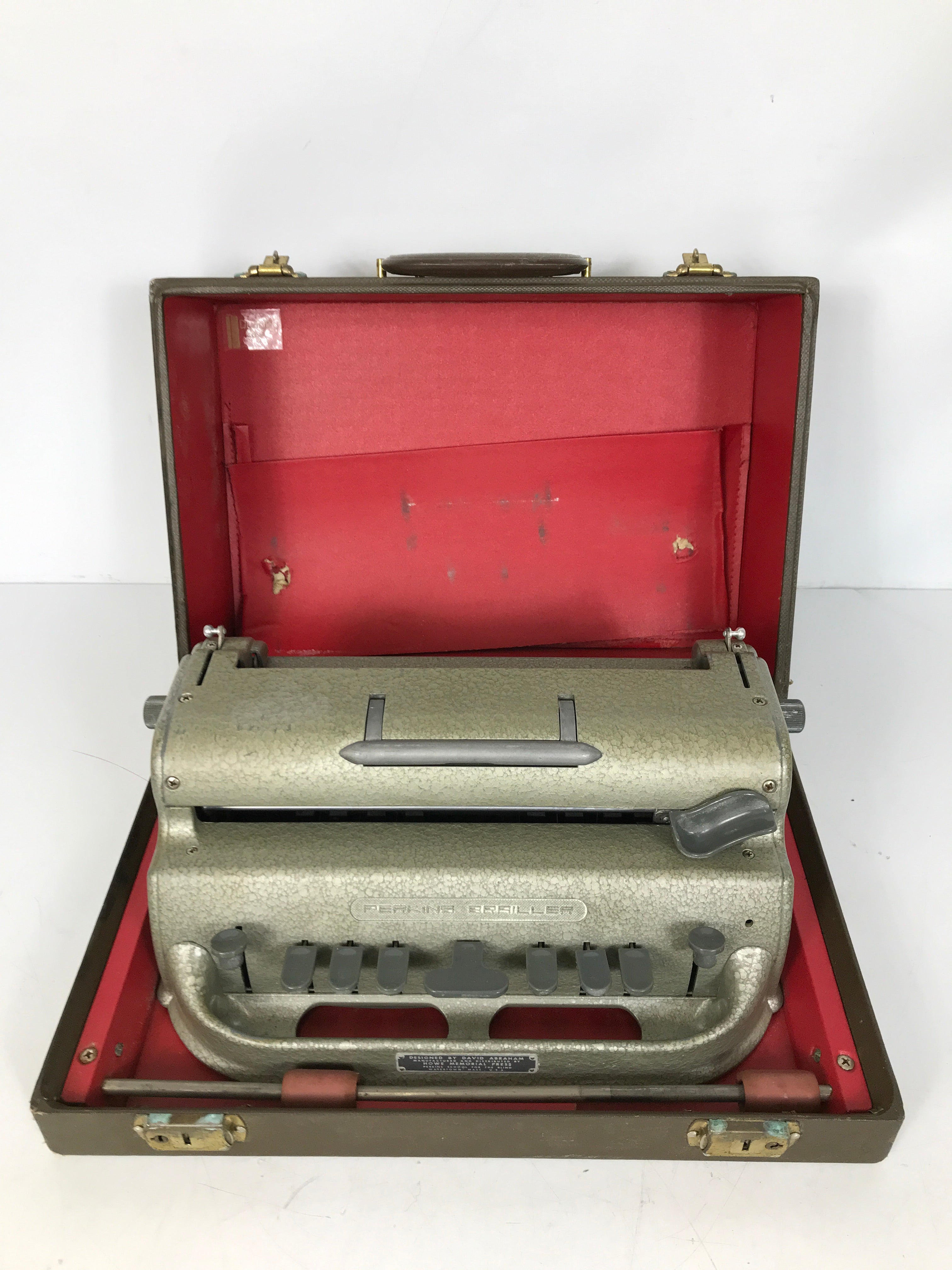 Vintage Perkins Brailler Machine Typewriter with Original Case Hammertone