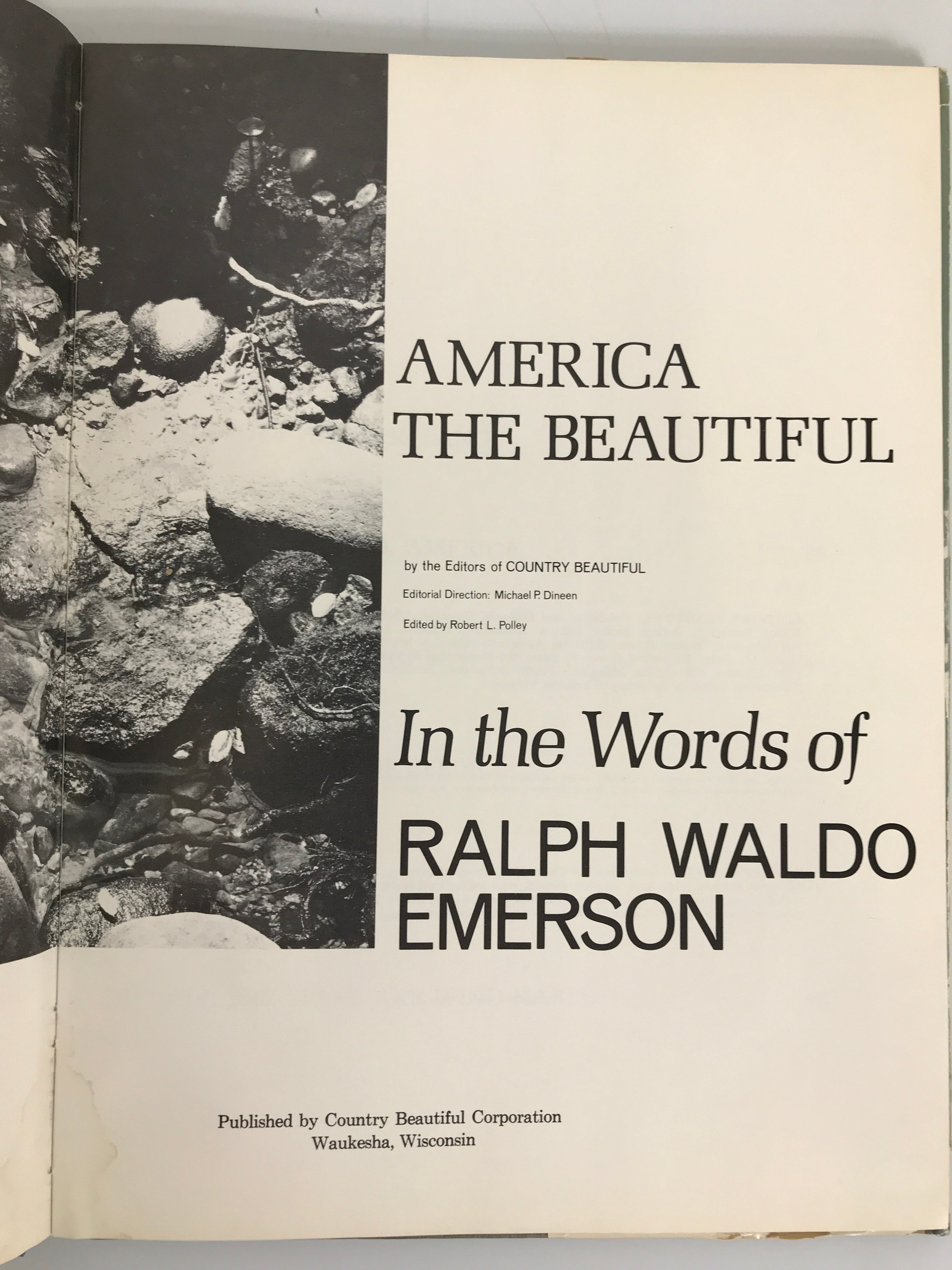 America the Beautiful in the Words of Ralph Waldo Emerson 1970 HC DJ