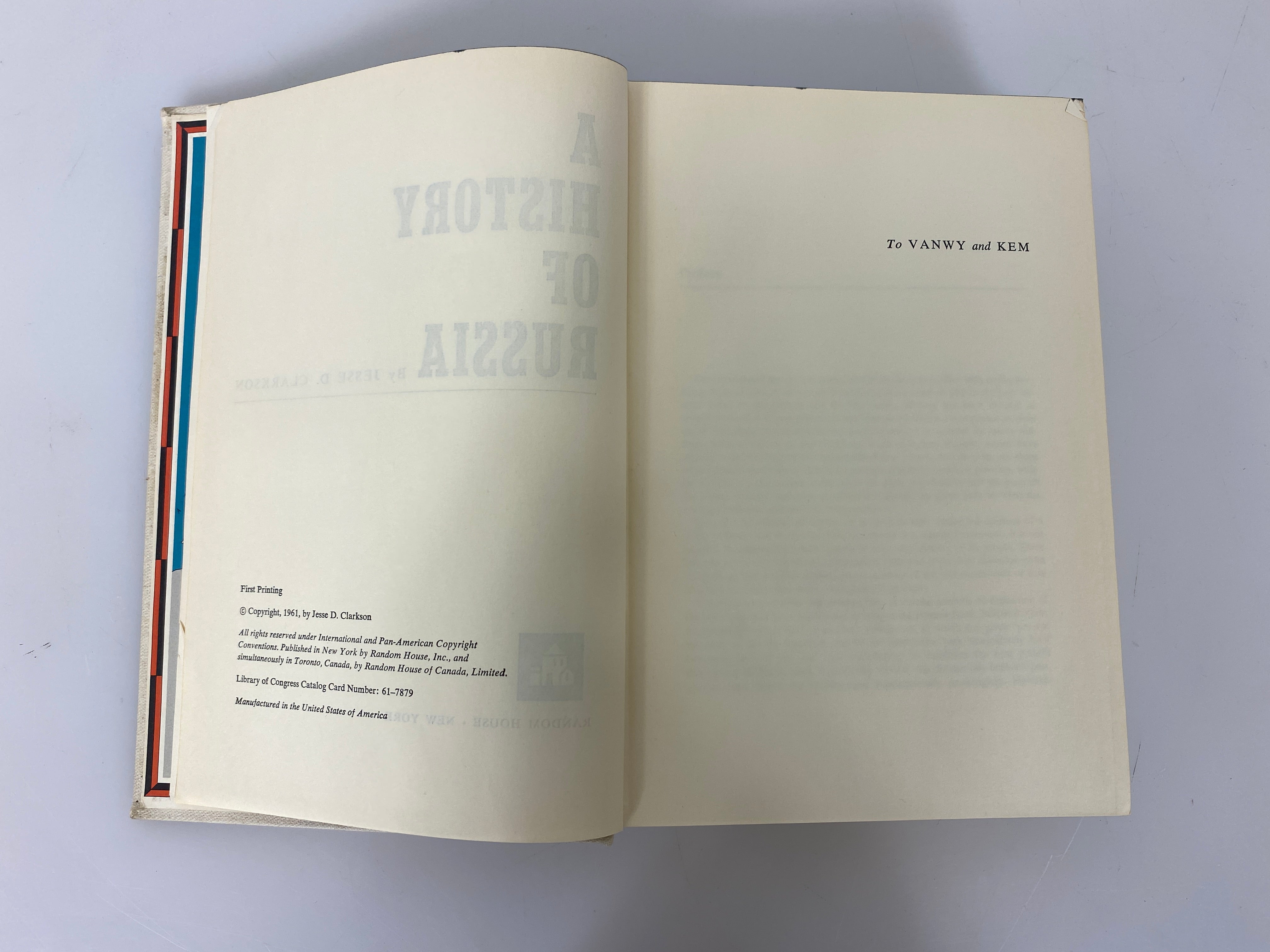 A History of Russia by Jesse D. Clarkson Random House 1961 HC