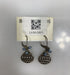 Silver Textured Raindrop Blue Bead Charm Earrings