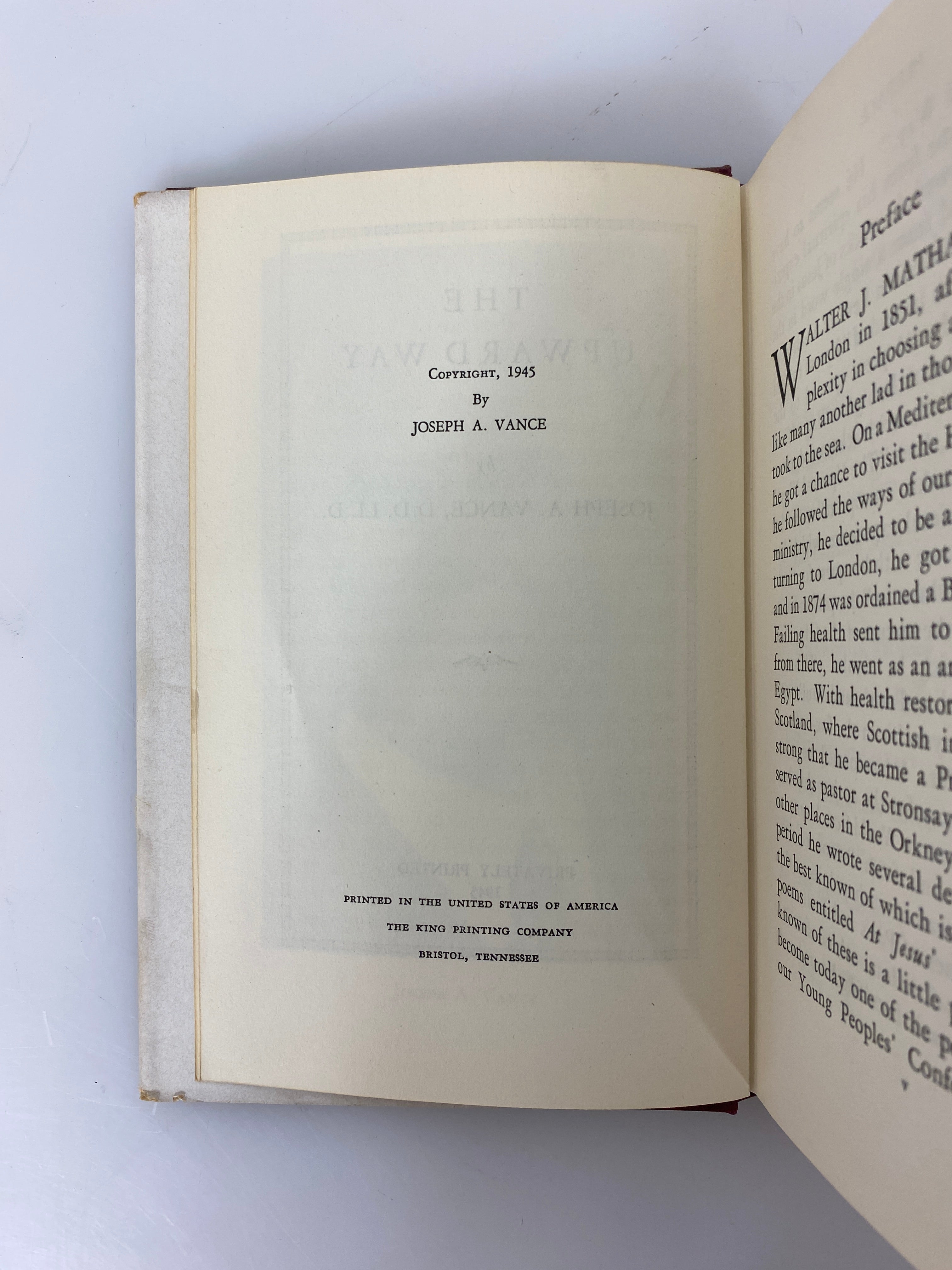 Signed The Upward Way by Joseph Vance 1945 HCDJ