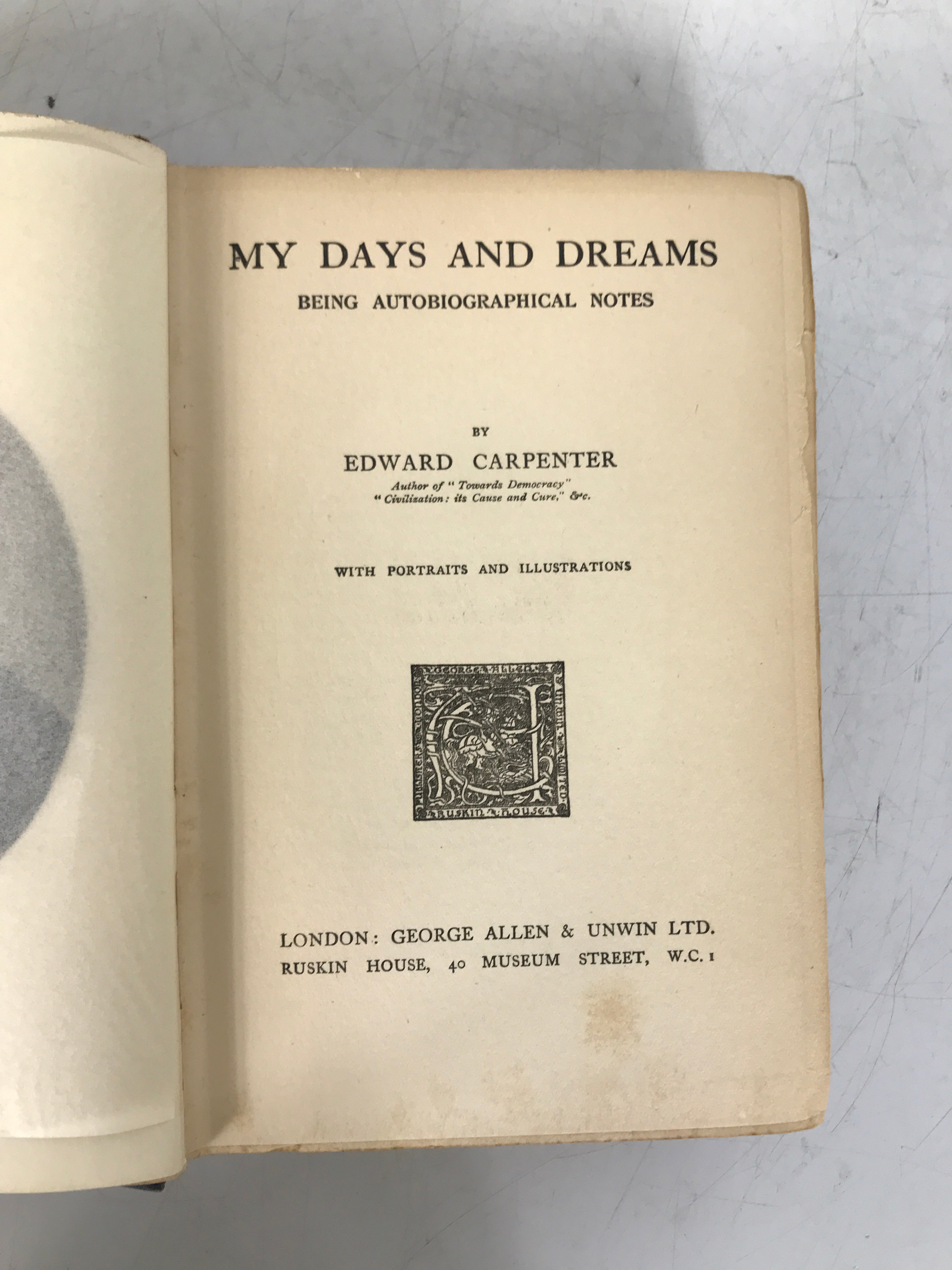 My Days and Dreams Edward Carpenter 1921 3rd Edition Antique HC