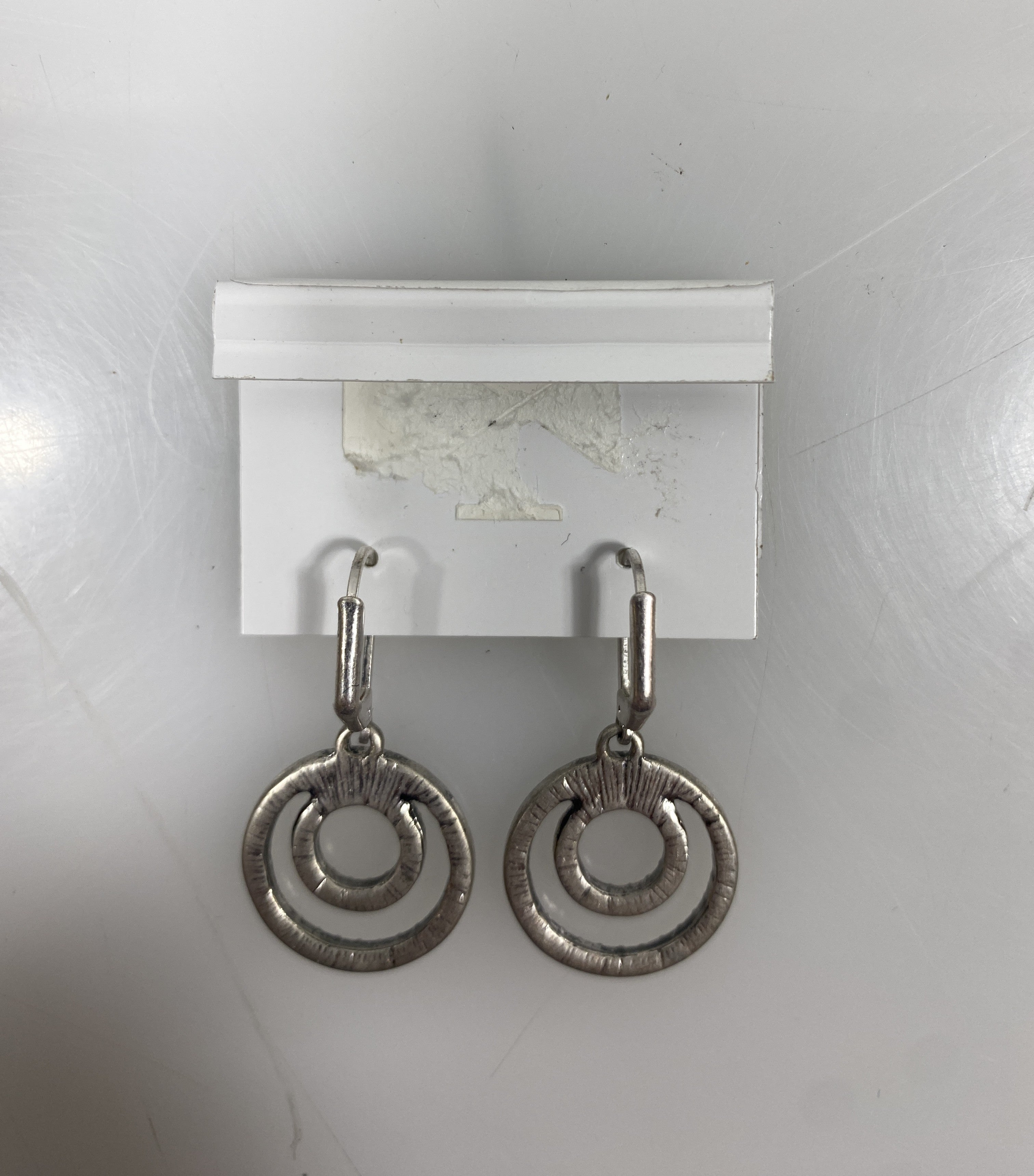Silver Baked Beads White Crystal Spiral Earrings