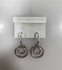 Silver Baked Beads White Crystal Spiral Earrings