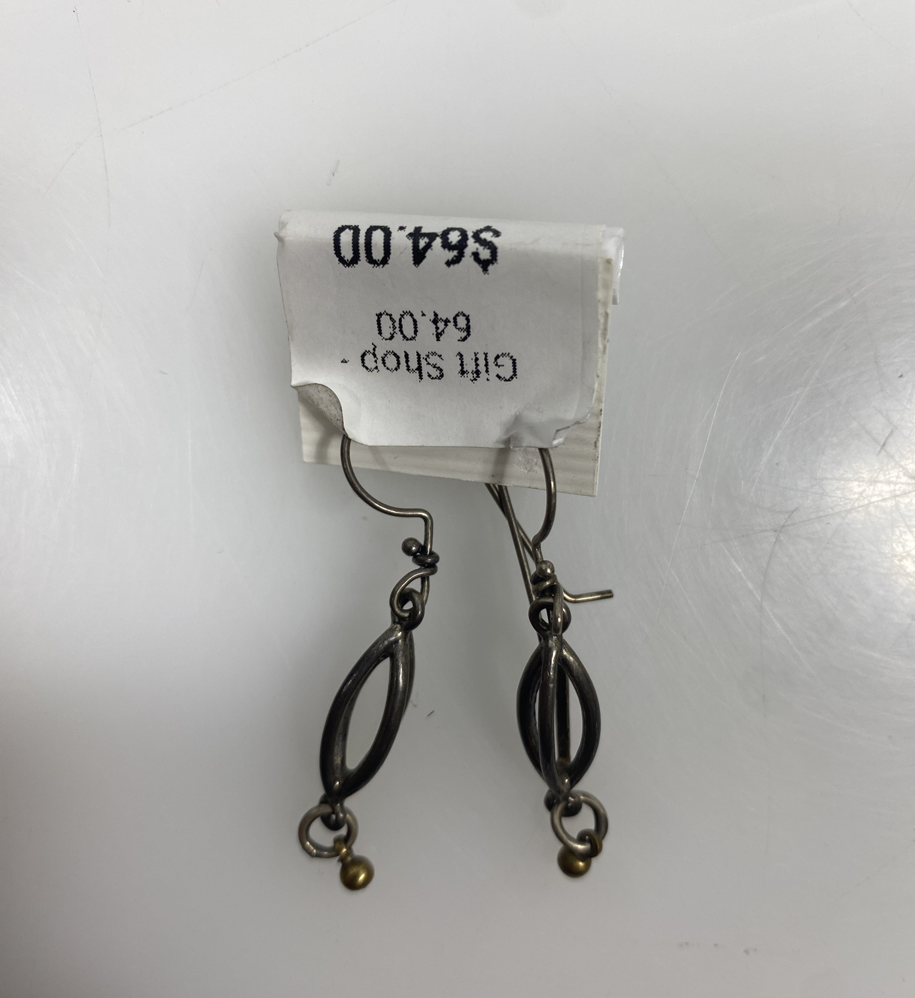 Rusted Silver Dangle Bead Charm Earrings