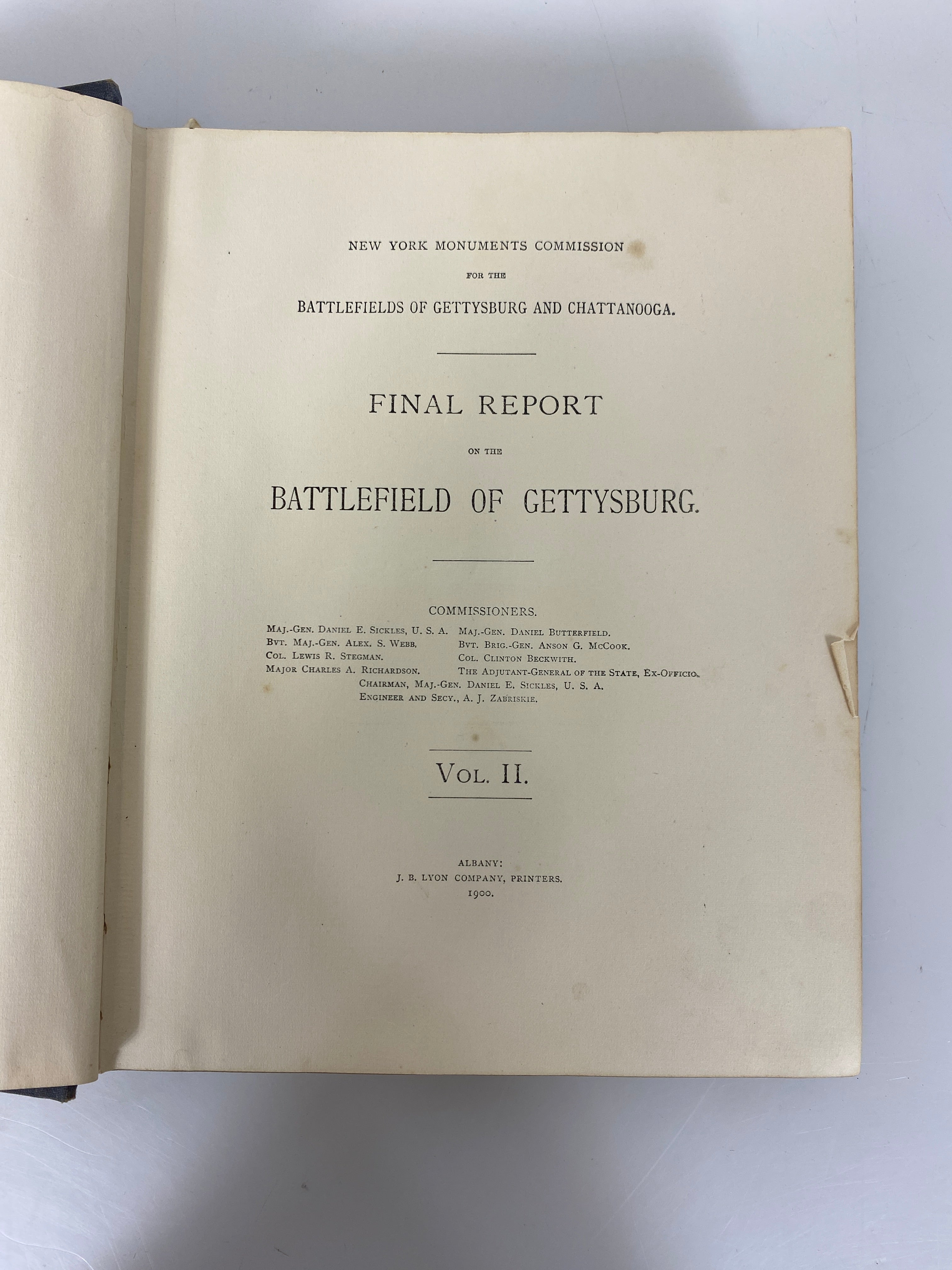 Final Report on the Battlefield of Gettysburg Vol II 1900 HC
