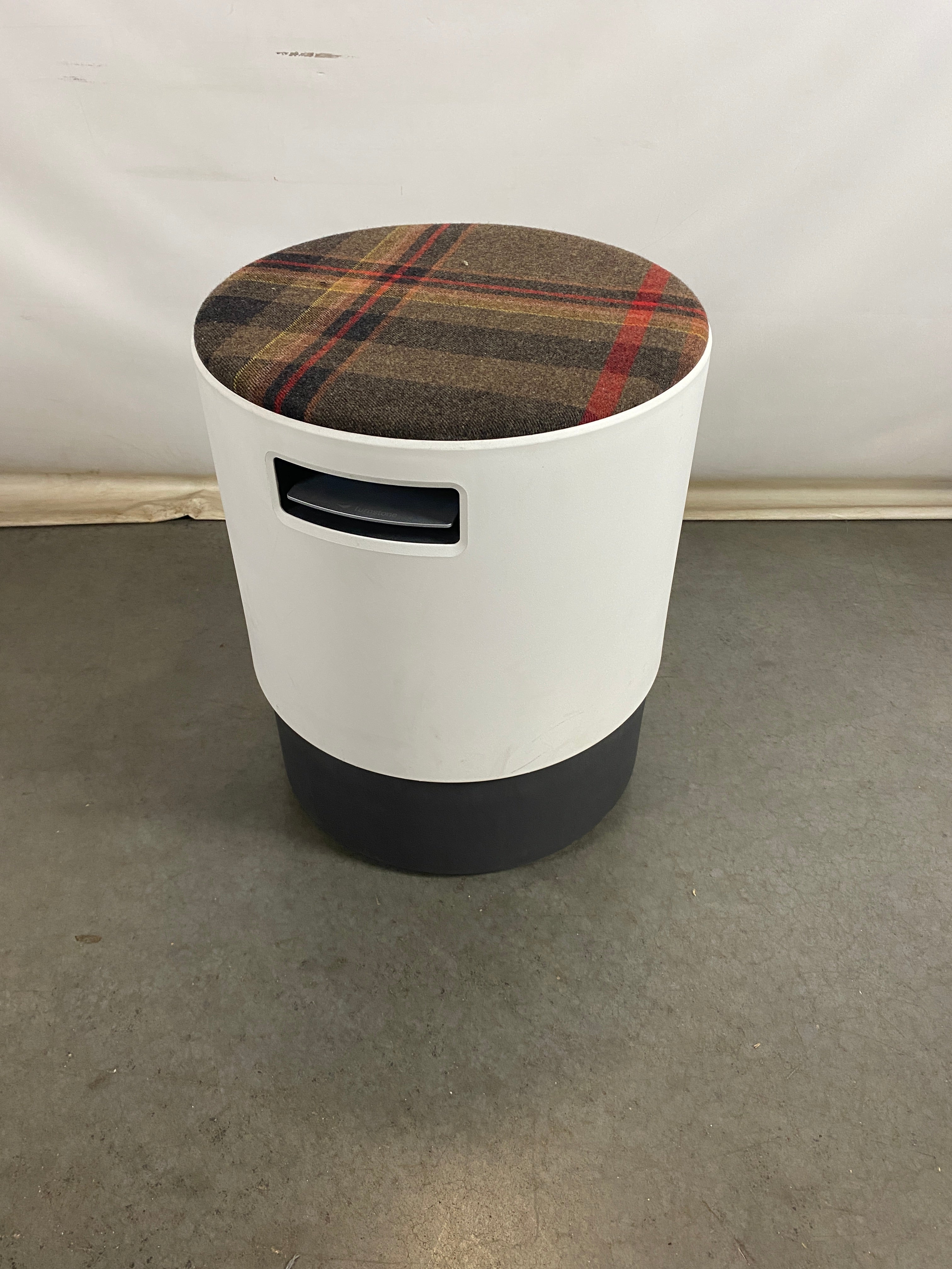 Steelcase White Plaid Turnstone Buoy Task Stool