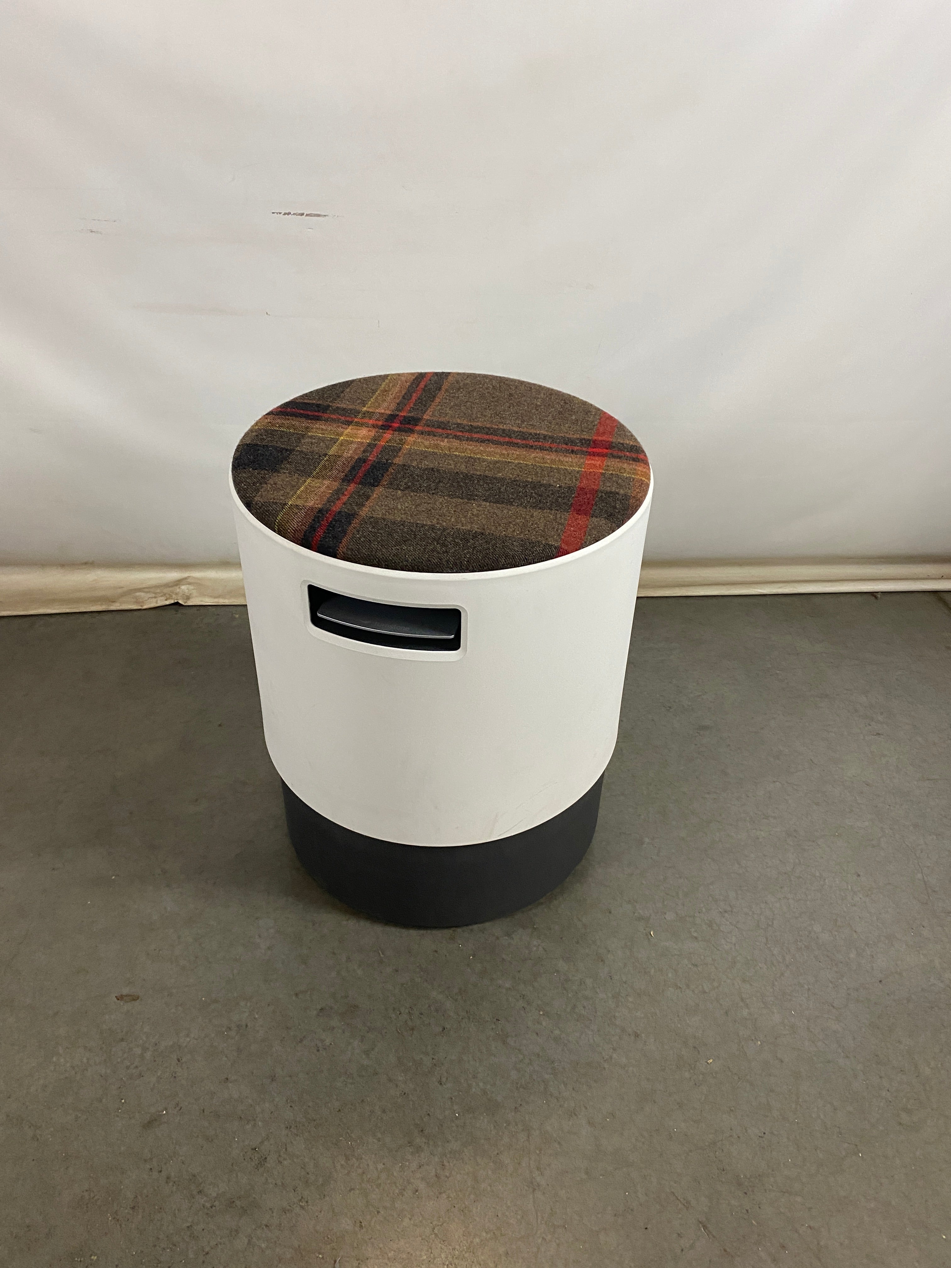 Steelcase White Plaid Turnstone Buoy Task Stool
