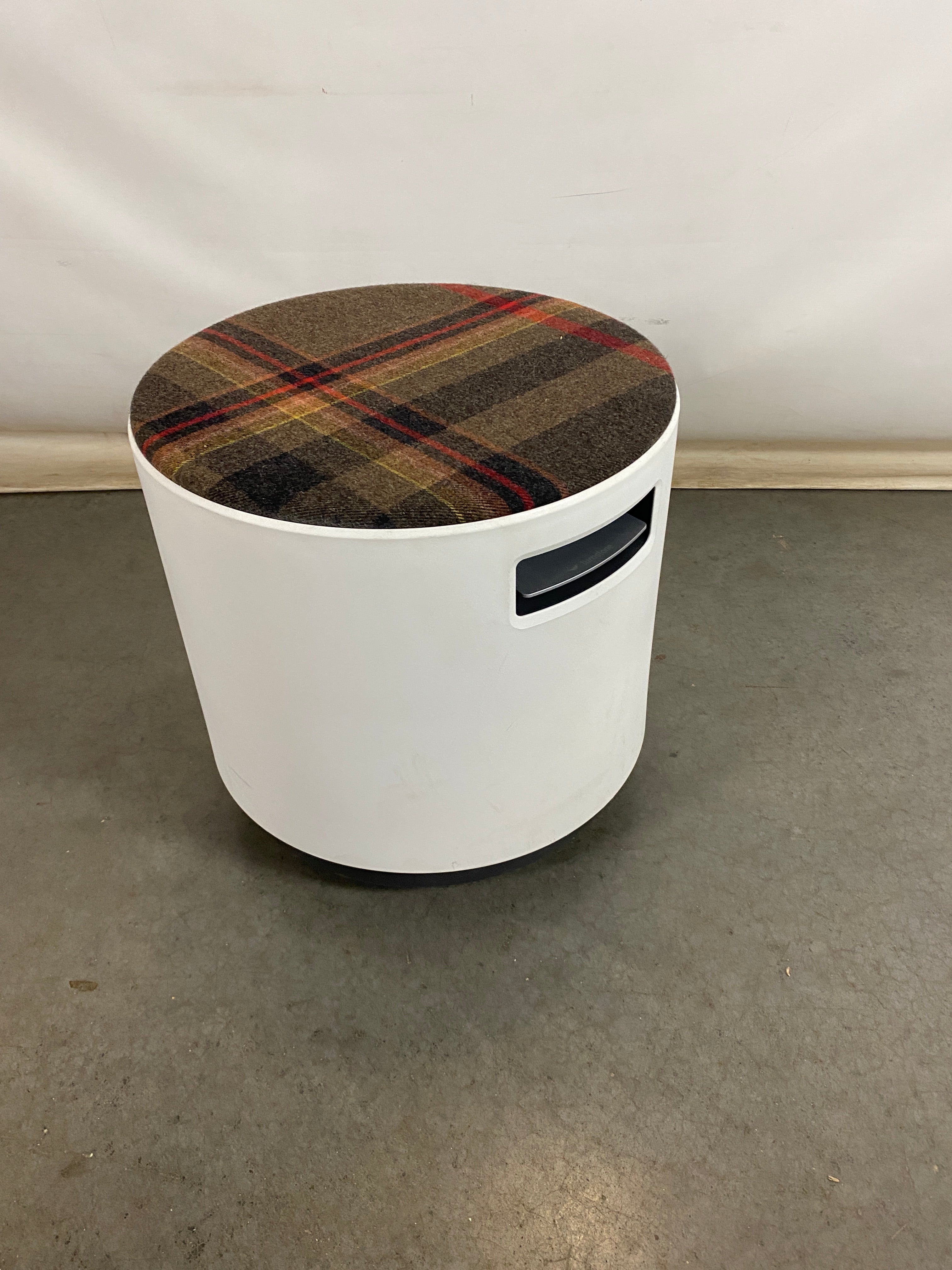 Steelcase White Plaid Turnstone Buoy Task Stool